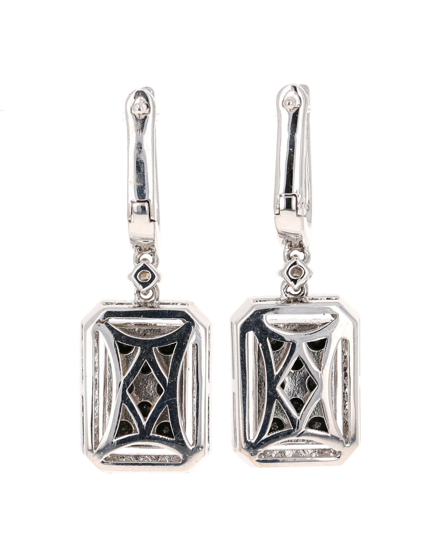 2.06 Carat Black Diamond White Diamond 14 Karat White Gold Earrings