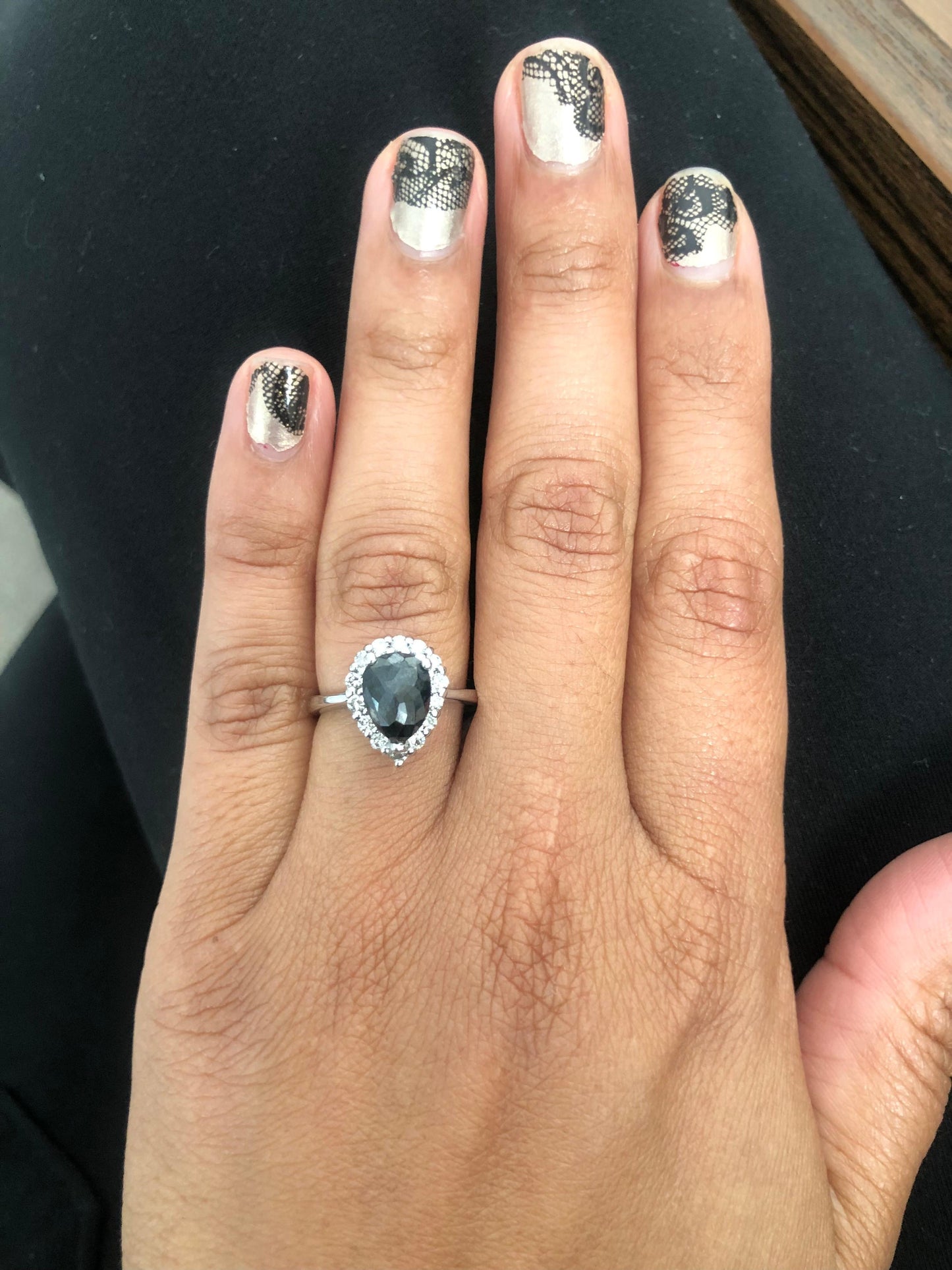 2.09 Carat Black and White Diamond 14 Karat White Gold Ring