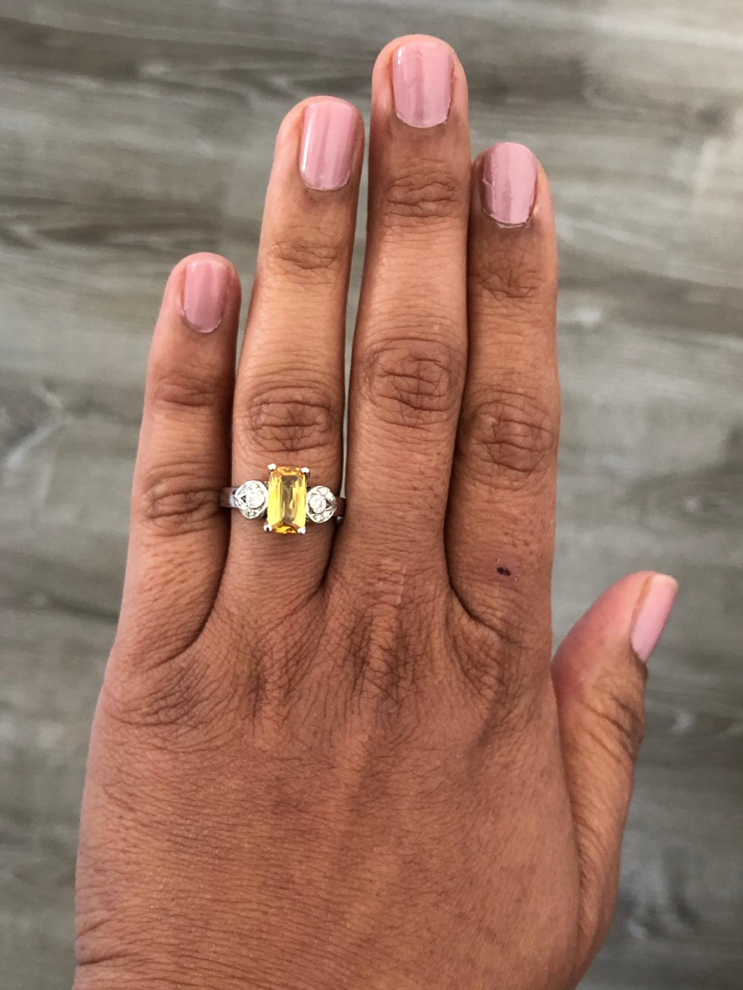 2.11 Carat Yellow Sapphire Diamond White Gold Ring