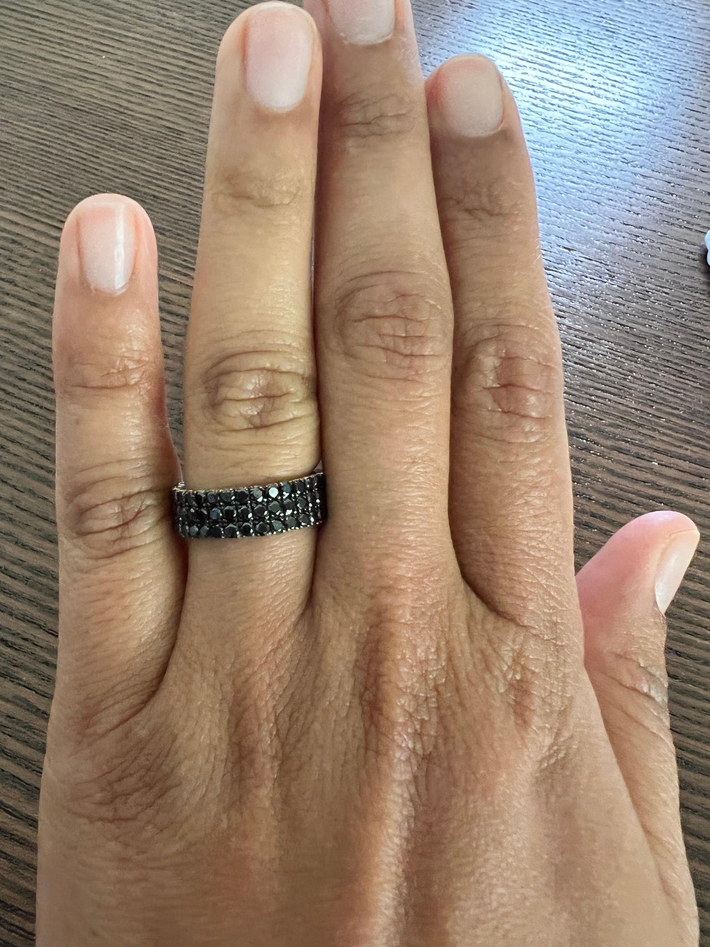 2.17 Carat Black Diamond 14 Karat White Gold Band