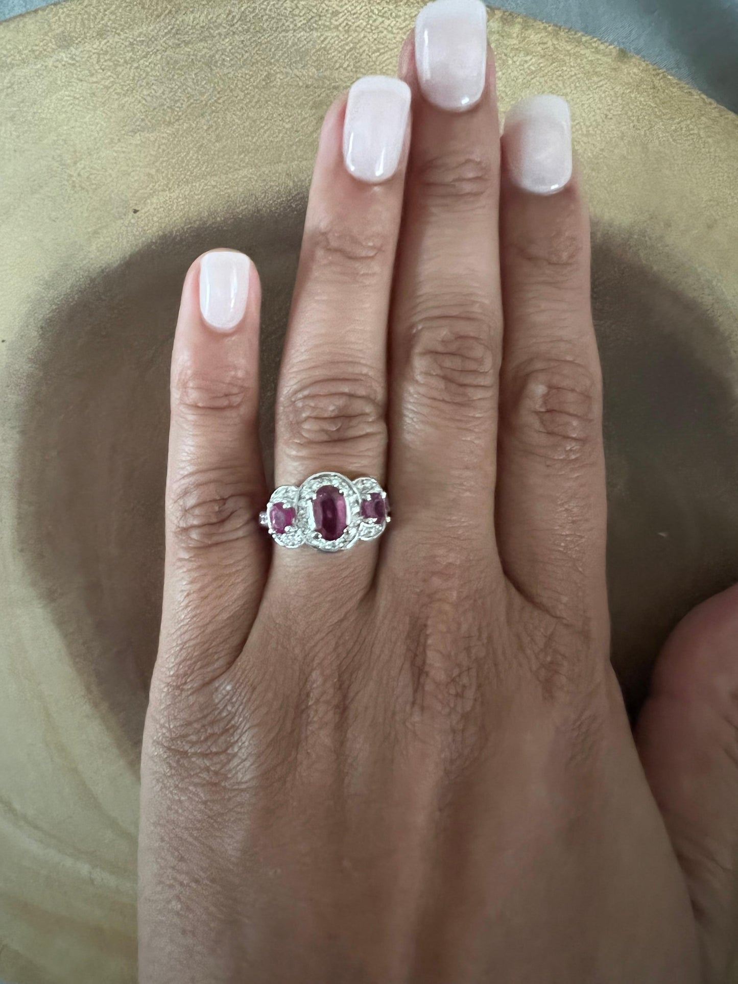 2.18 Carat Ruby Diamond 18 Karat White Gold Ring