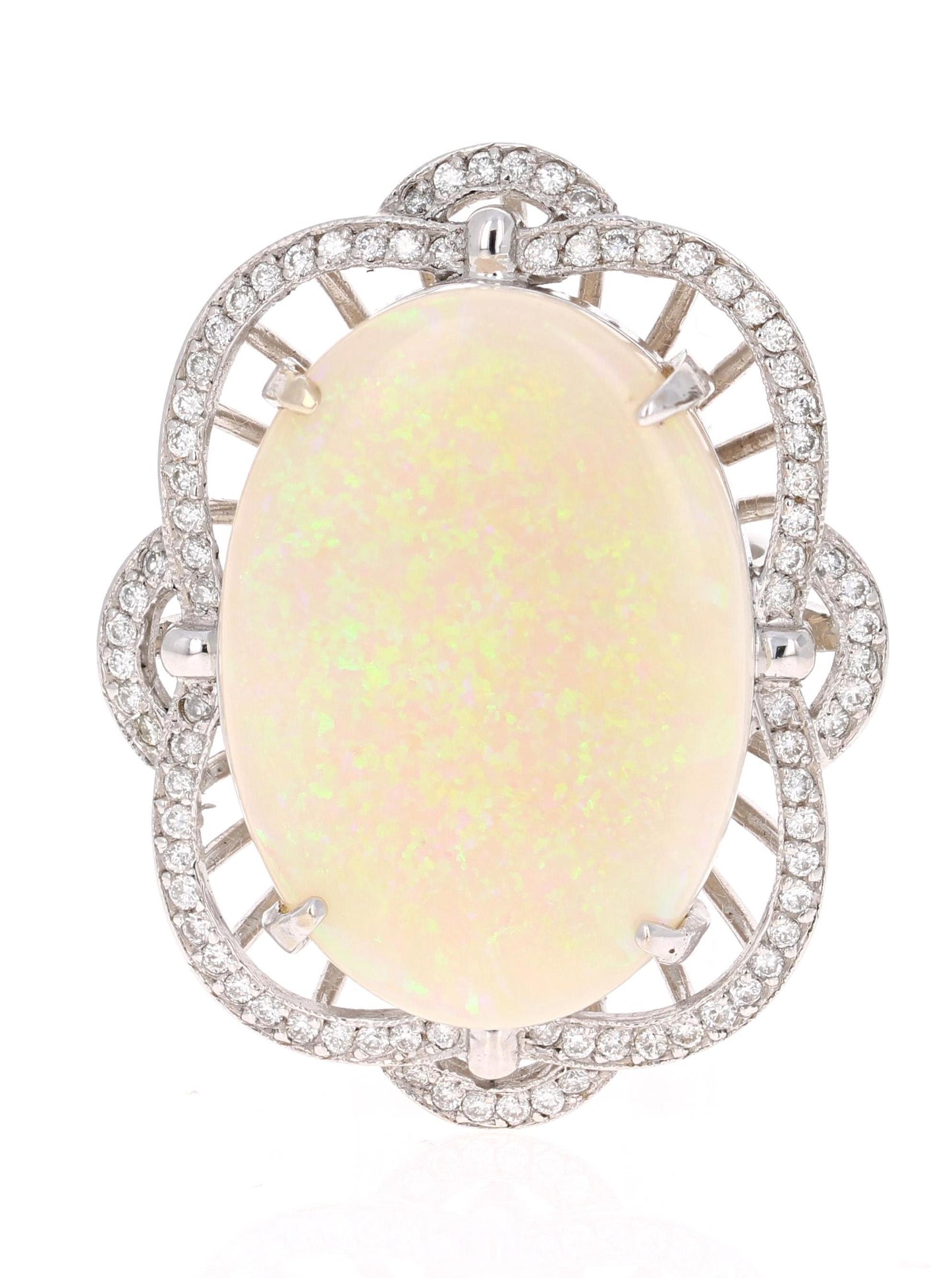 21.93 Carat Opal Diamond 14 Karat White Gold Ring