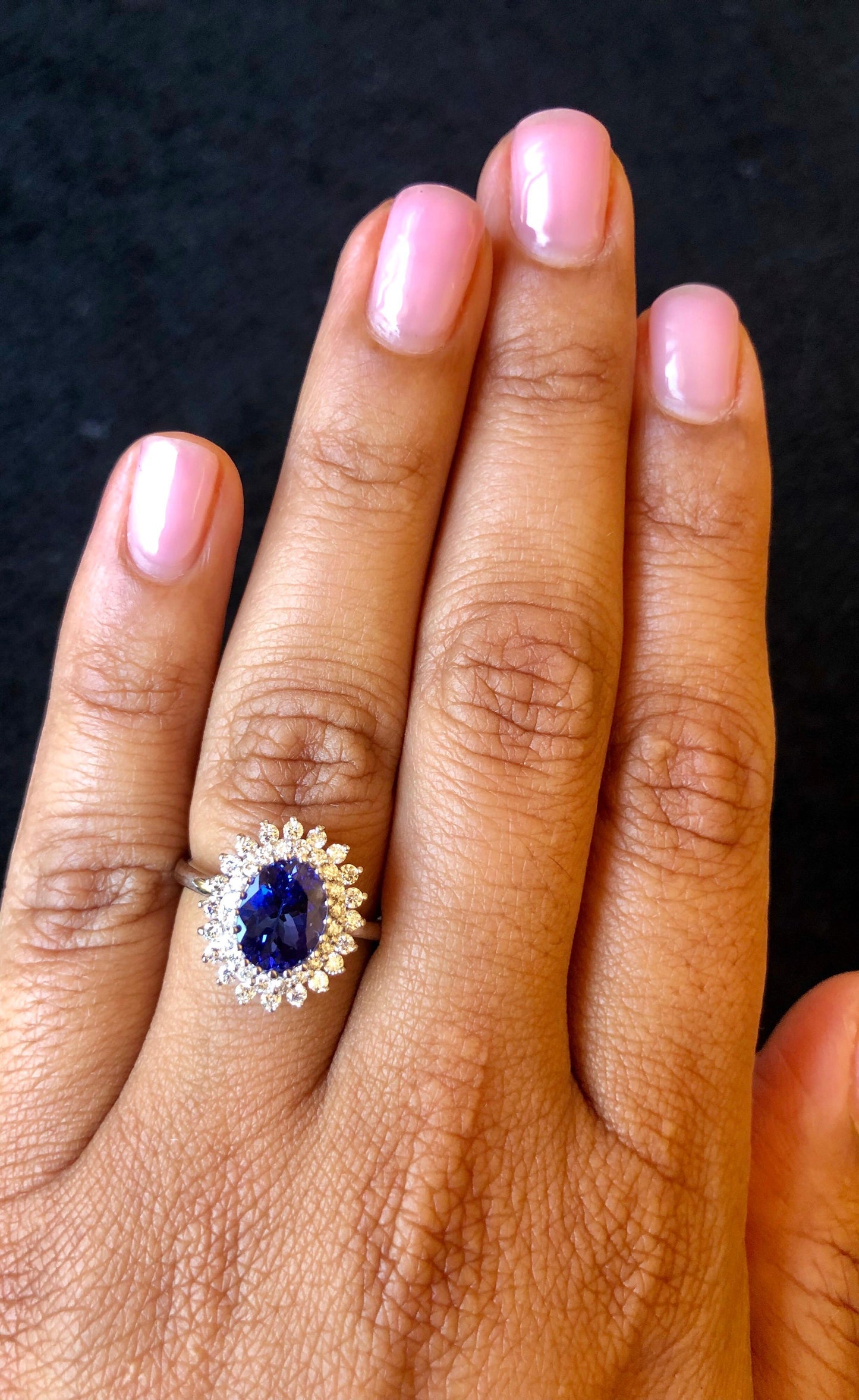 2.23 Carat Tanzanite Diamond 18 Karat White Gold Cocktail Ring
