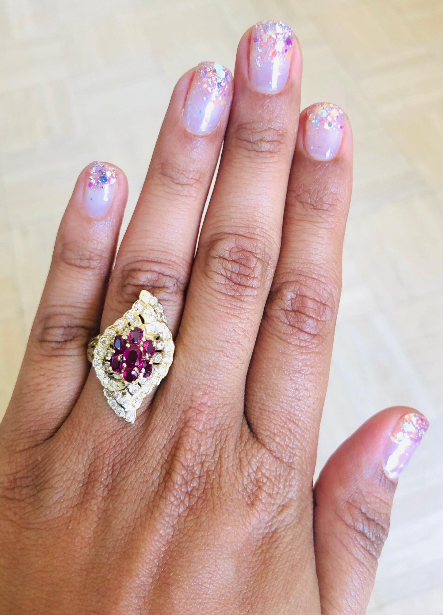2.36 Carat Ruby Diamond 14 Karat Yellow Gold Ring