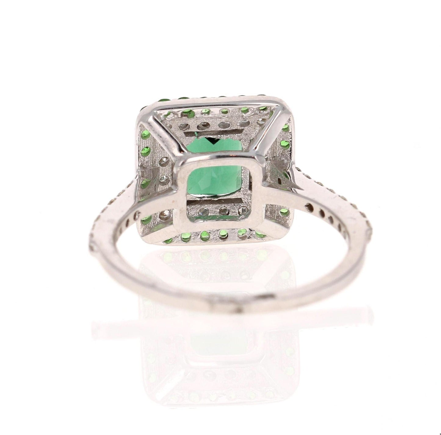 2.48 Carat Green Tourmaline Tsavorite Diamond White Gold Cocktail Ring