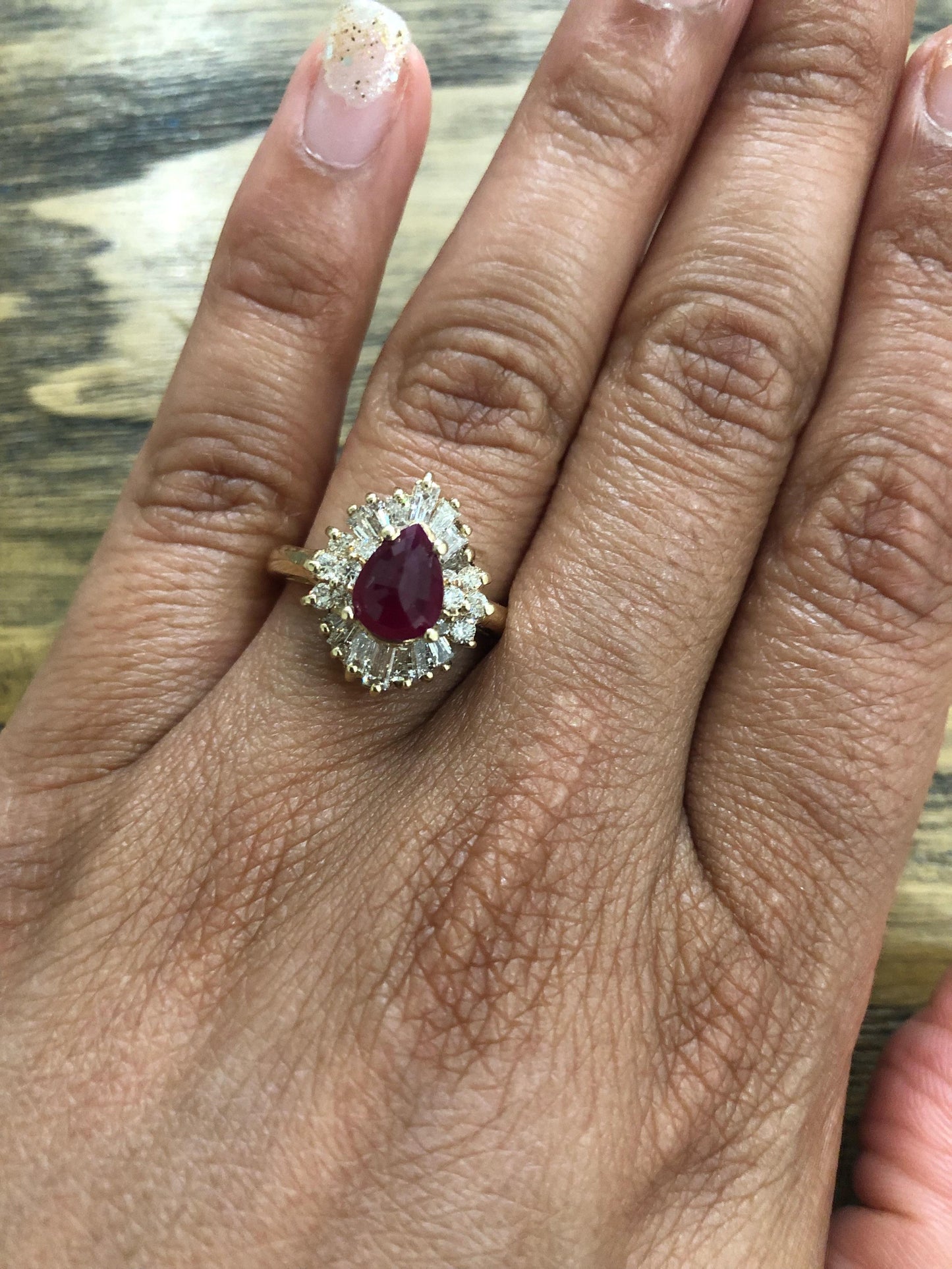 2.49 Carat Ruby Diamond Yellow Gold Ballerina Ring