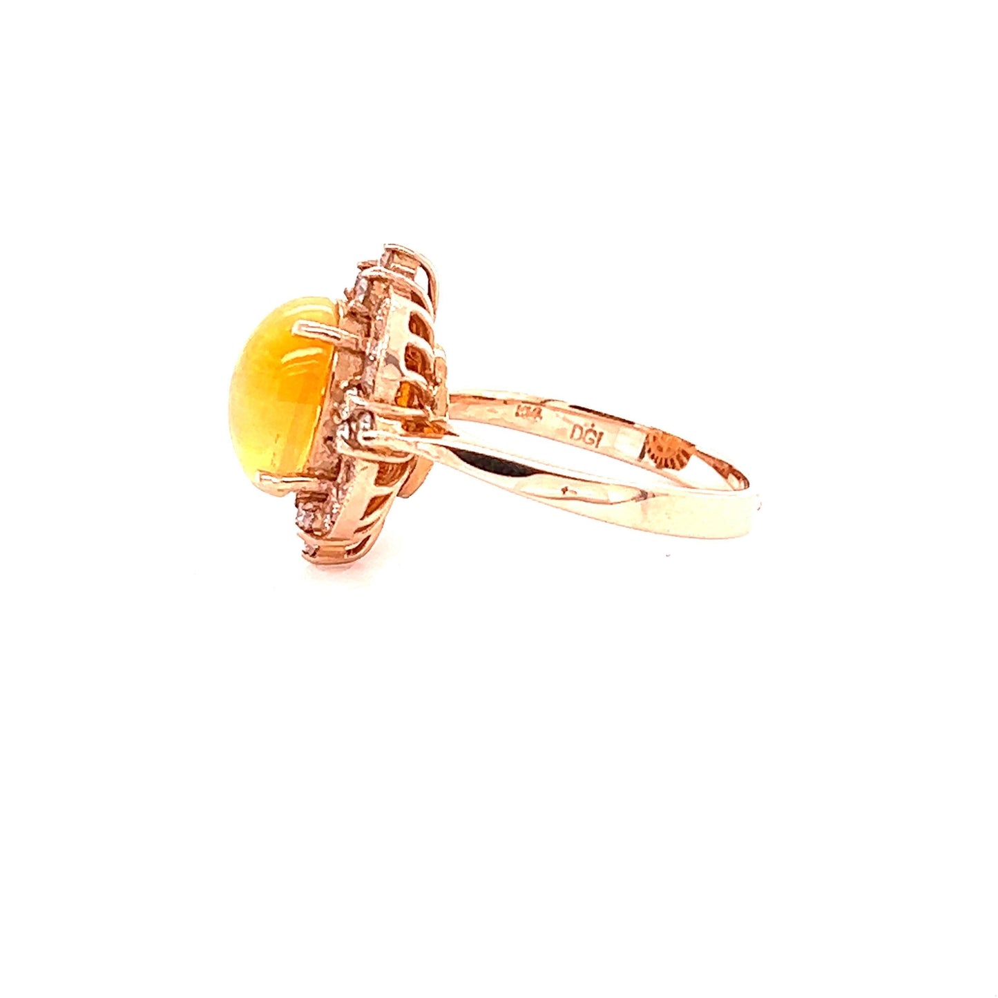 2.50 Carat Opal Diamond Yellow Gold Ring