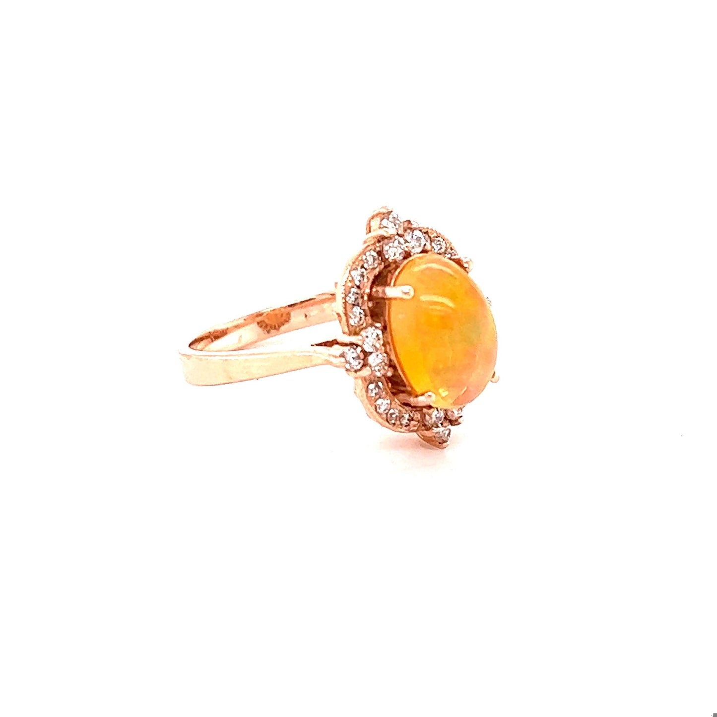 2.50 Carat Opal Diamond Yellow Gold Ring