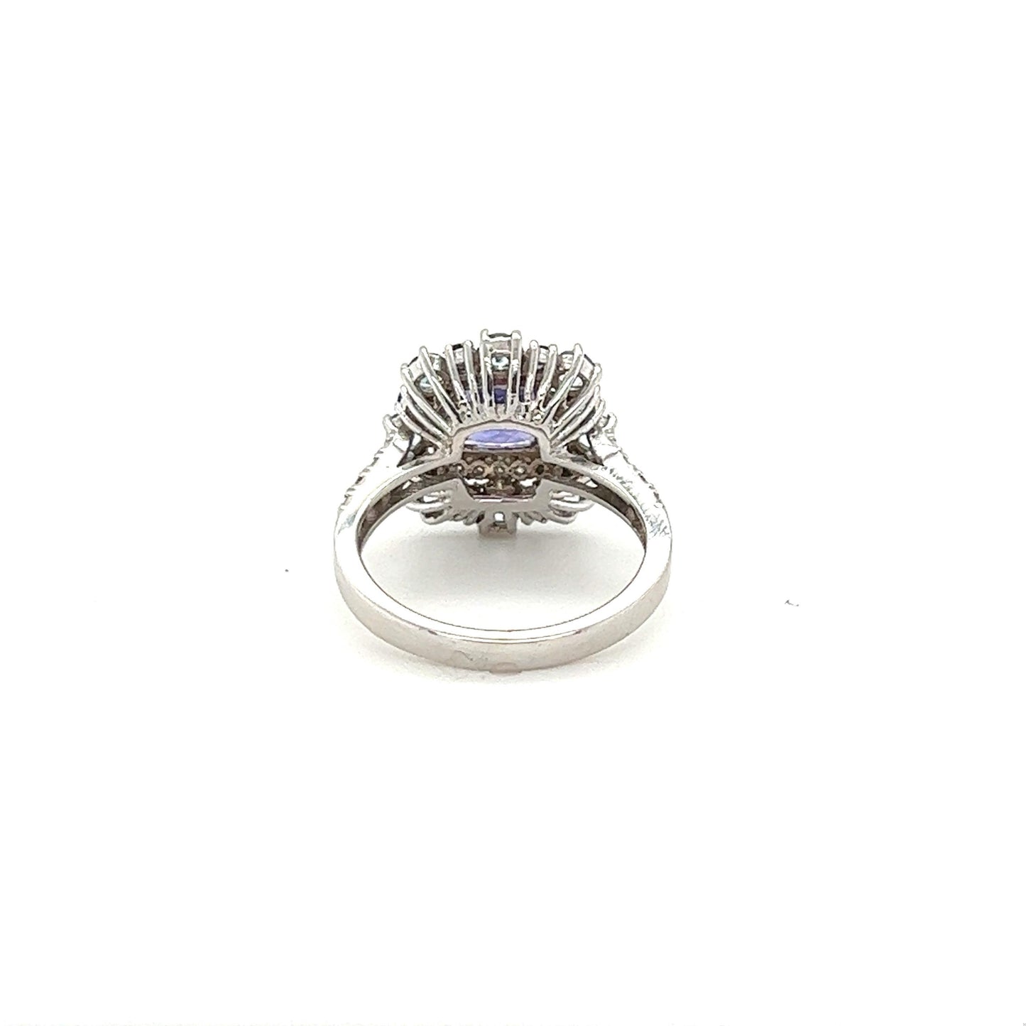 2.52 Carat Tanzanite Aquamarine Blue Sapphire Diamond 14 Karat White Gold Ring