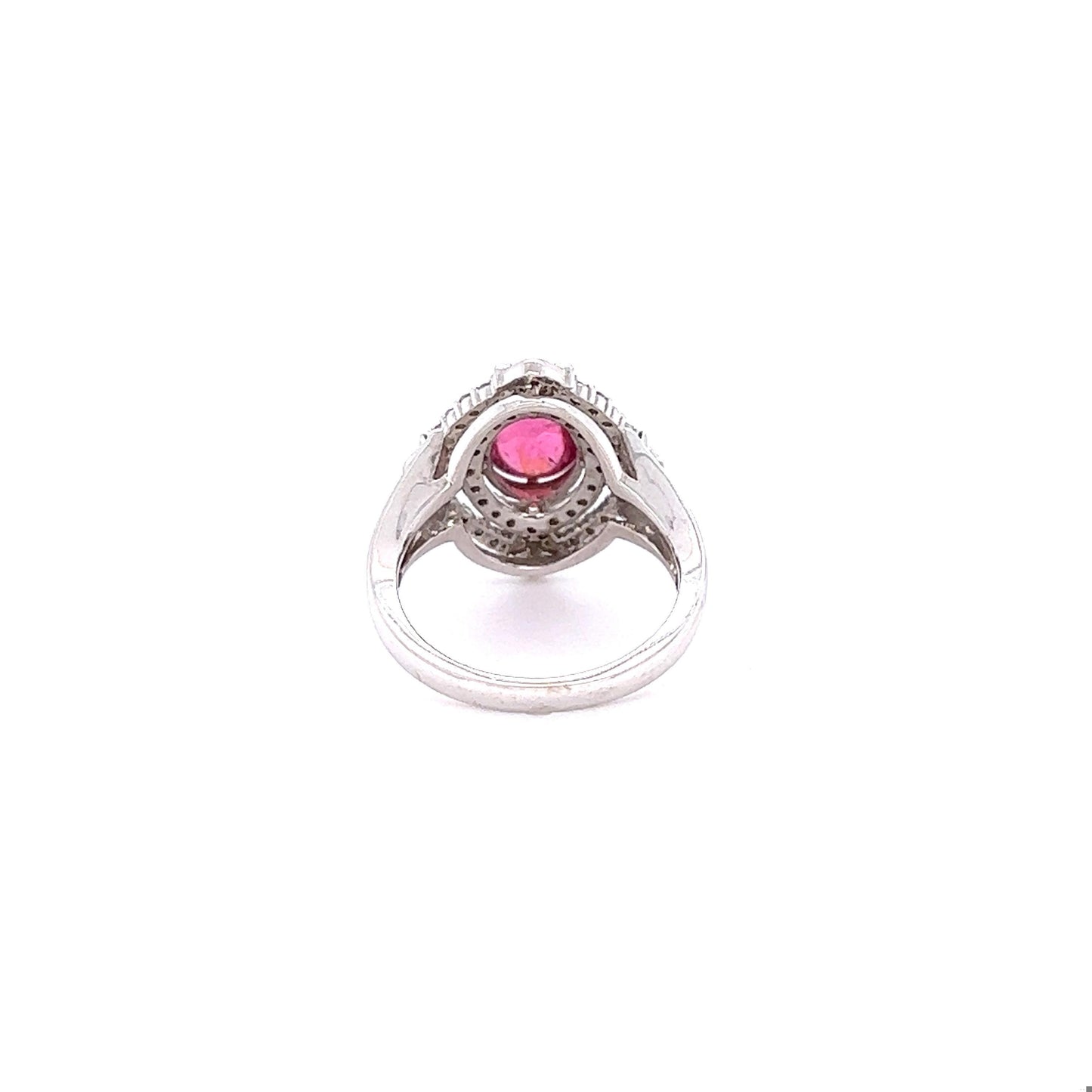 2.57 Carat Pink Tourmaline Diamond 14 Karat White Gold Ring