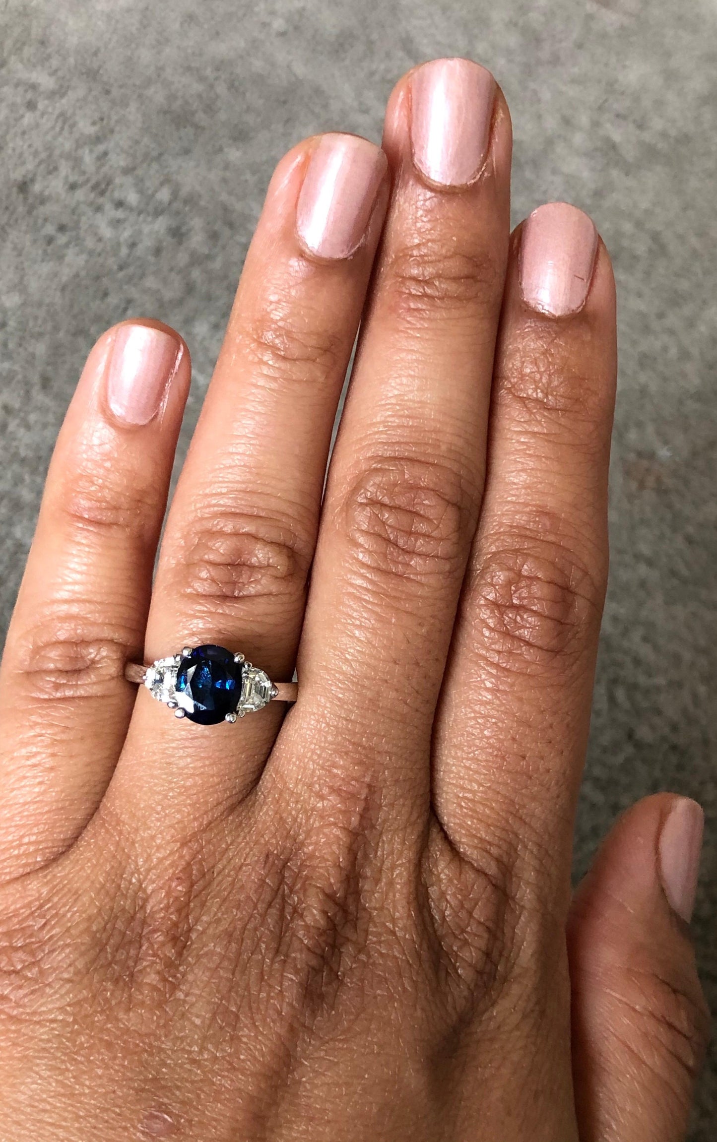 2.64 Carat GIA Certified Sapphire Diamond 18 Karat White Gold Three-Stone Ring