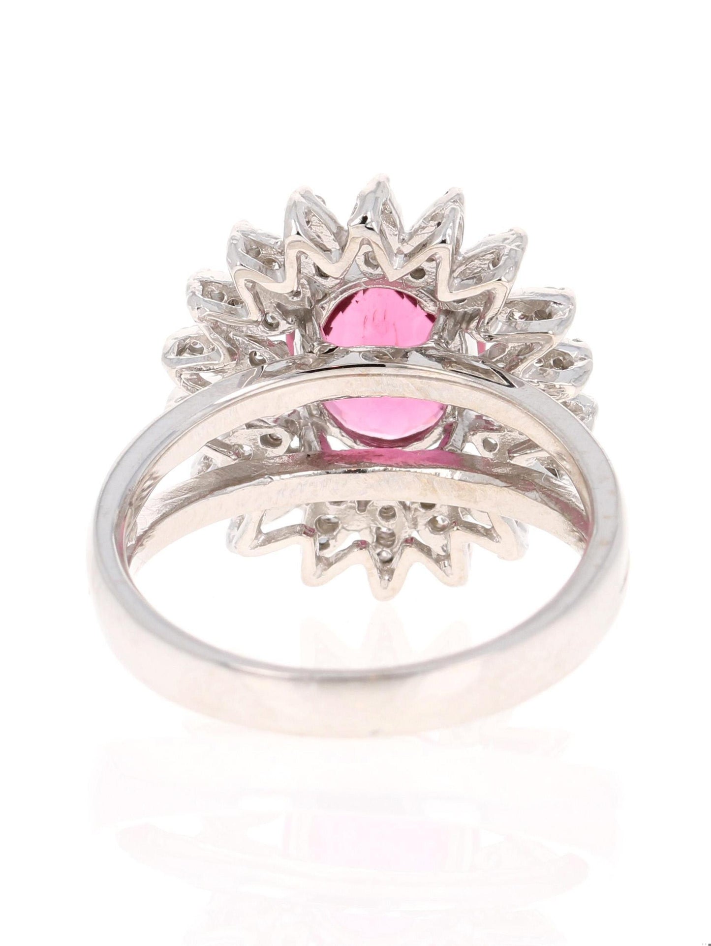 2.65 Carat Hot Pink Tourmaline Diamond White Gold Ring