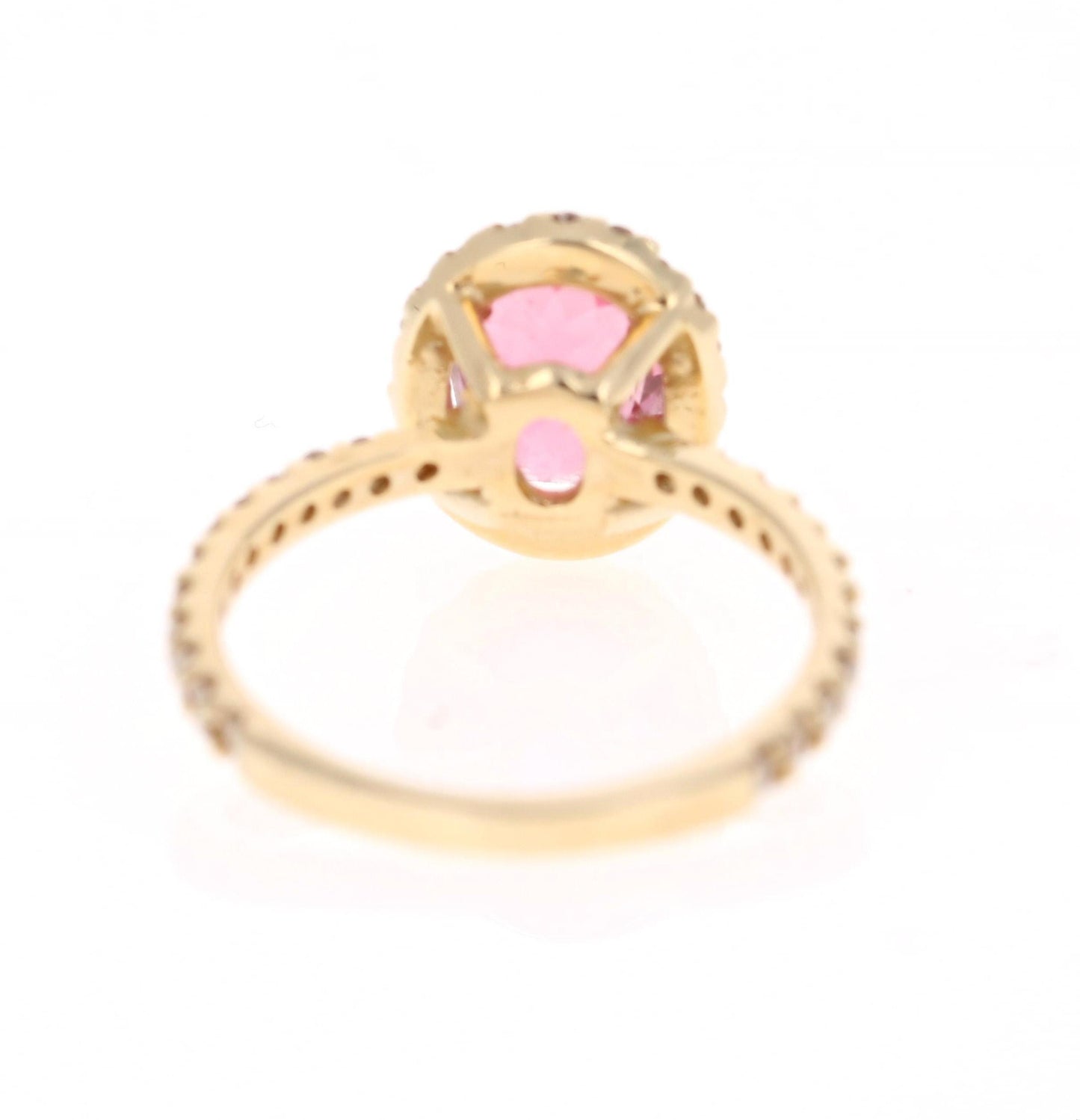2.66 Carat Pink Tourmaline Diamond 14 Karat Yellow Gold Ring