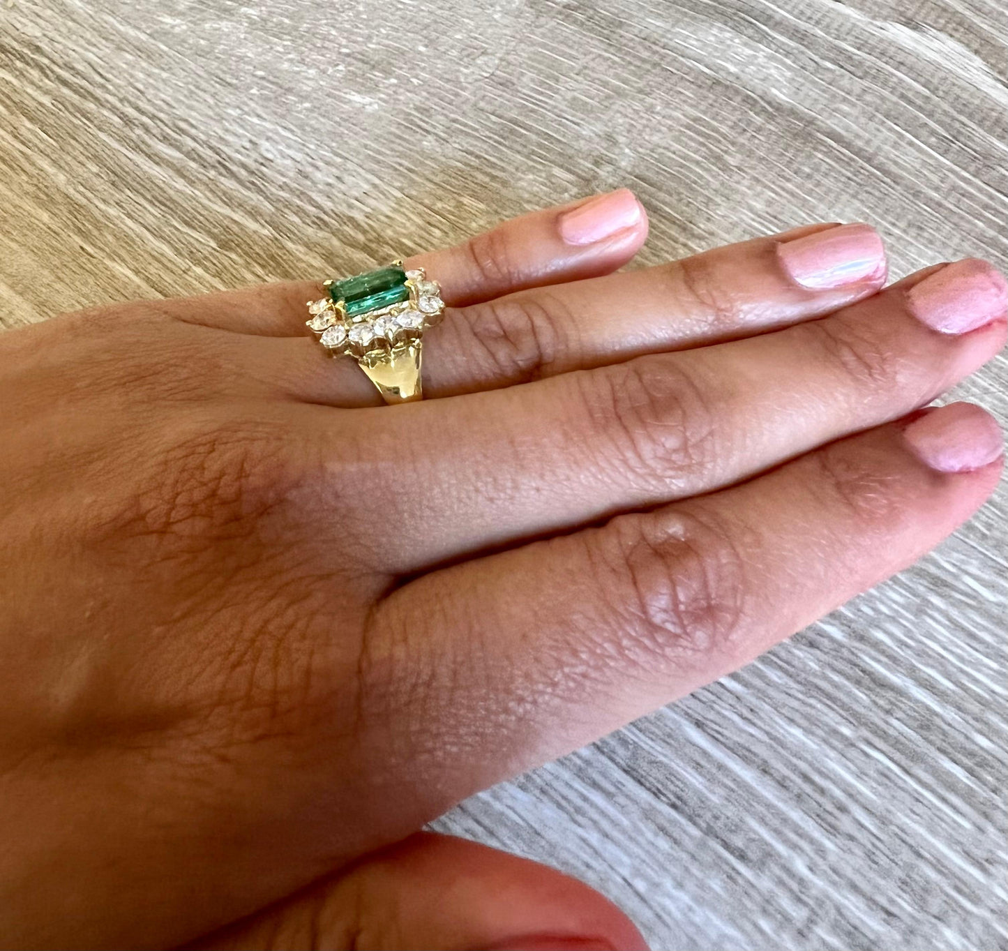 2.70 Carat Emerald Diamond 18 Karat Yellow Gold Ring