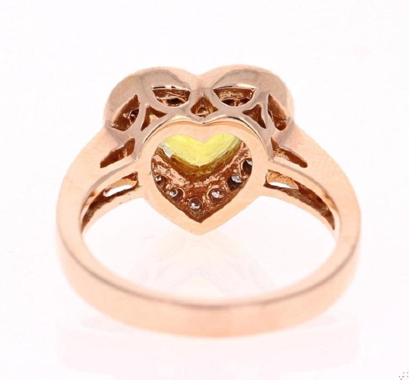 2.71 Carat Heart Cut Yellow Sapphire Diamond Engagement Ring