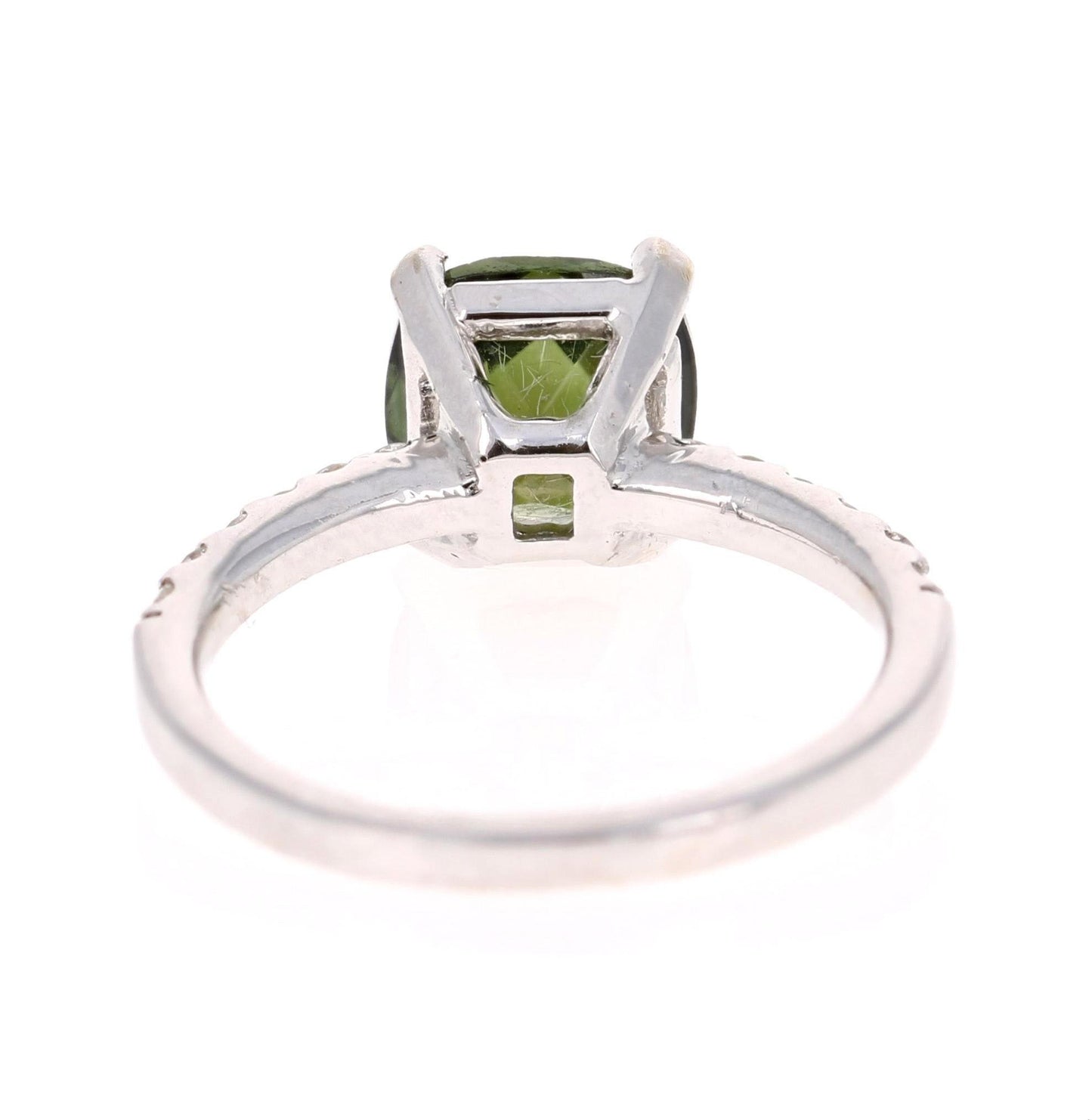 2.75 Carat Green Tourmaline Diamond 14 Karat White Gold Ring