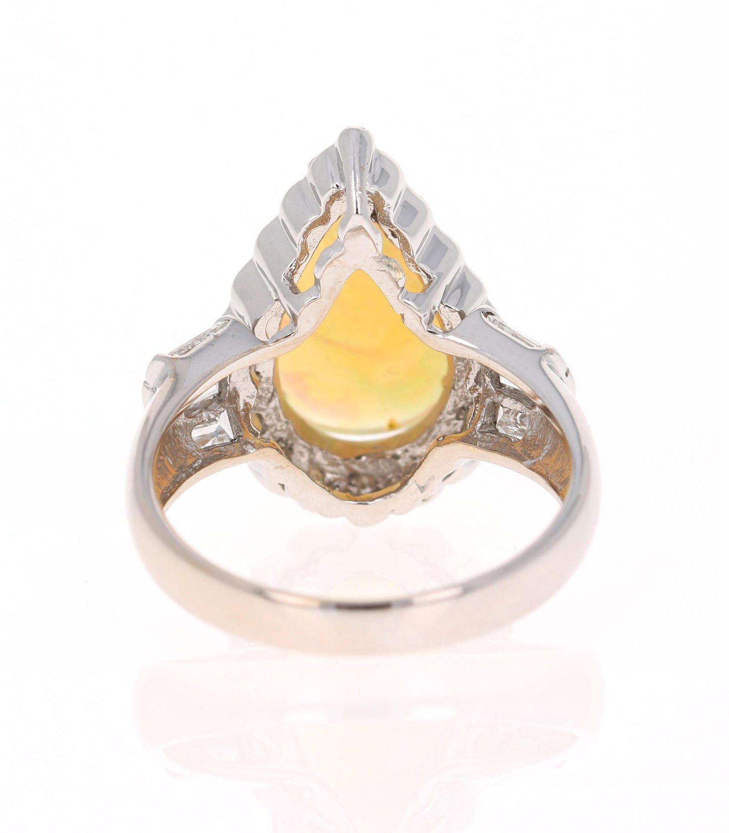 2.75 Carat Pear Cut Opal Diamond 14 Karat White Gold Ring