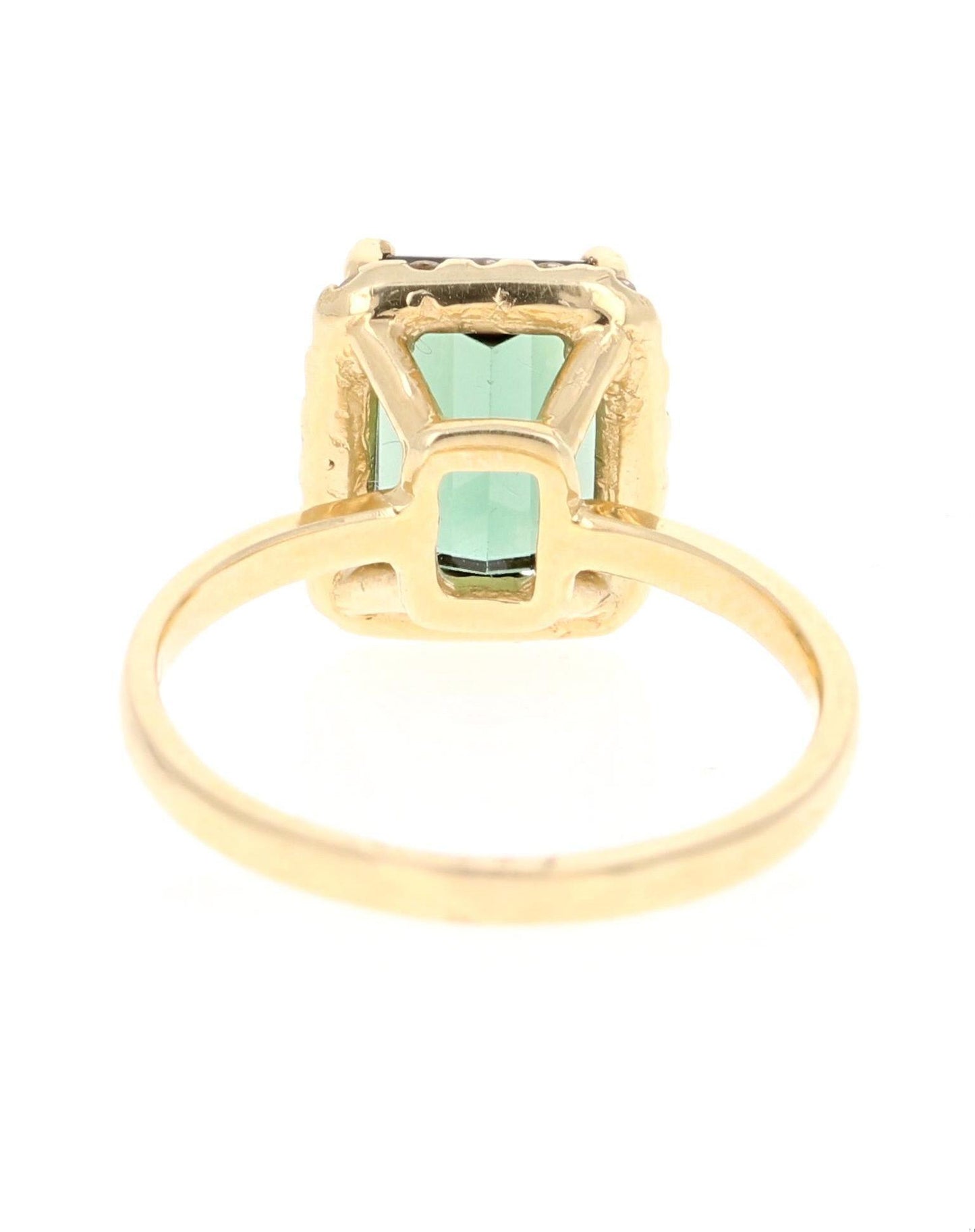 2.83 Carat Green Tourmaline Diamond 14 Karat Yellow Gold Engagement Ring
