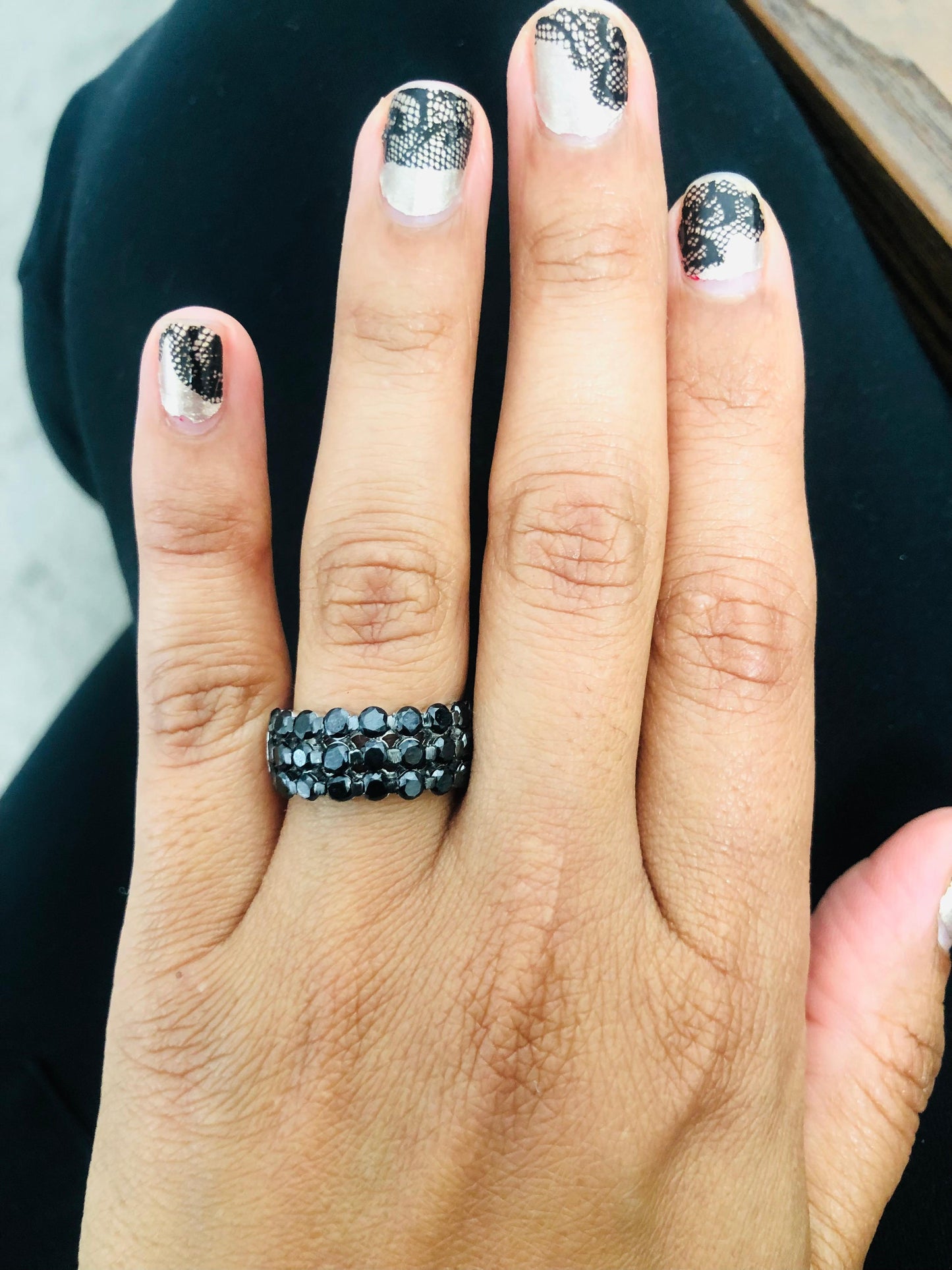 2.86 Carat Black Diamond 14 Karat White Gold Band