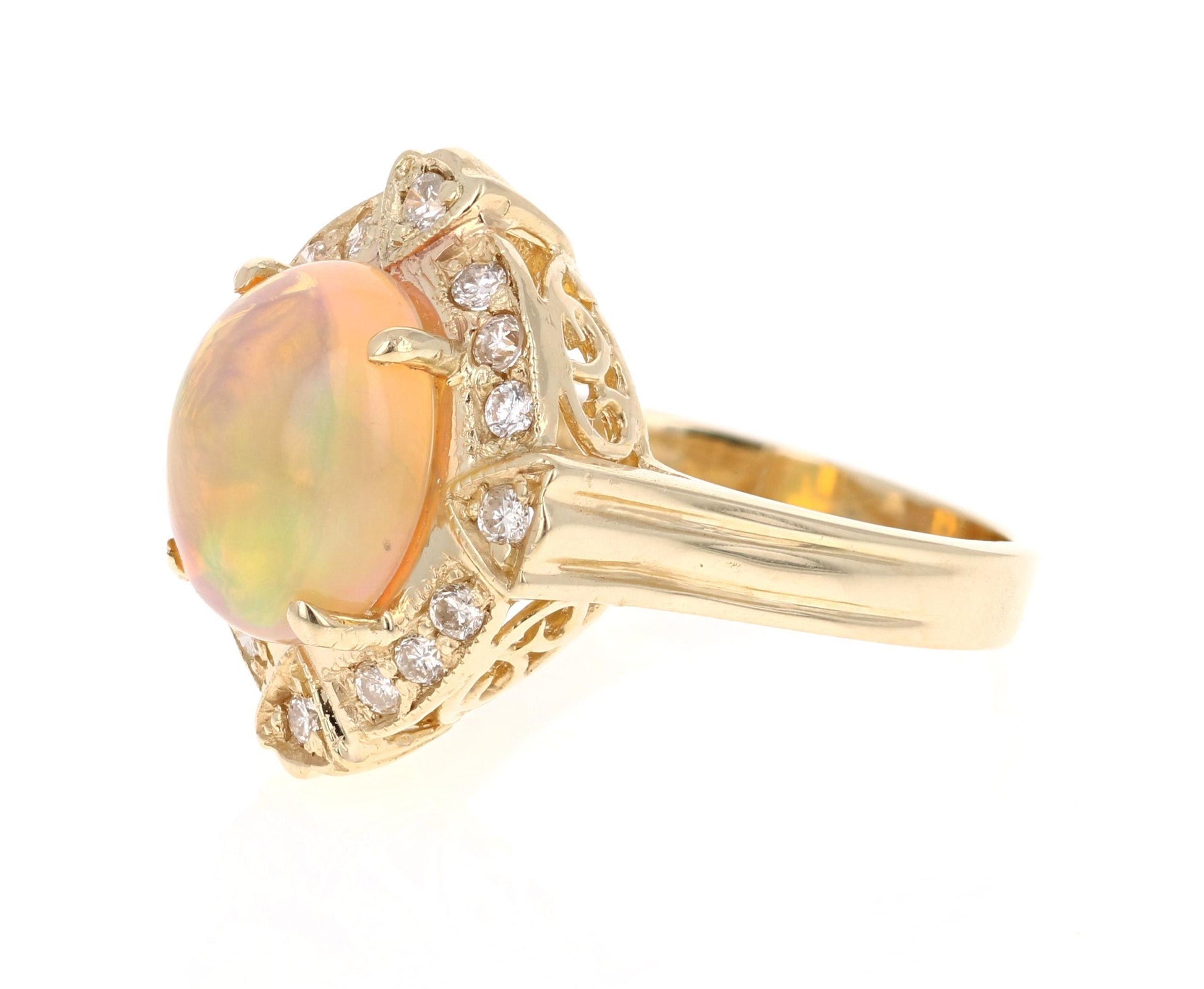 2.92 Carat Opal Diamond 14 Karat Yellow Gold Ring