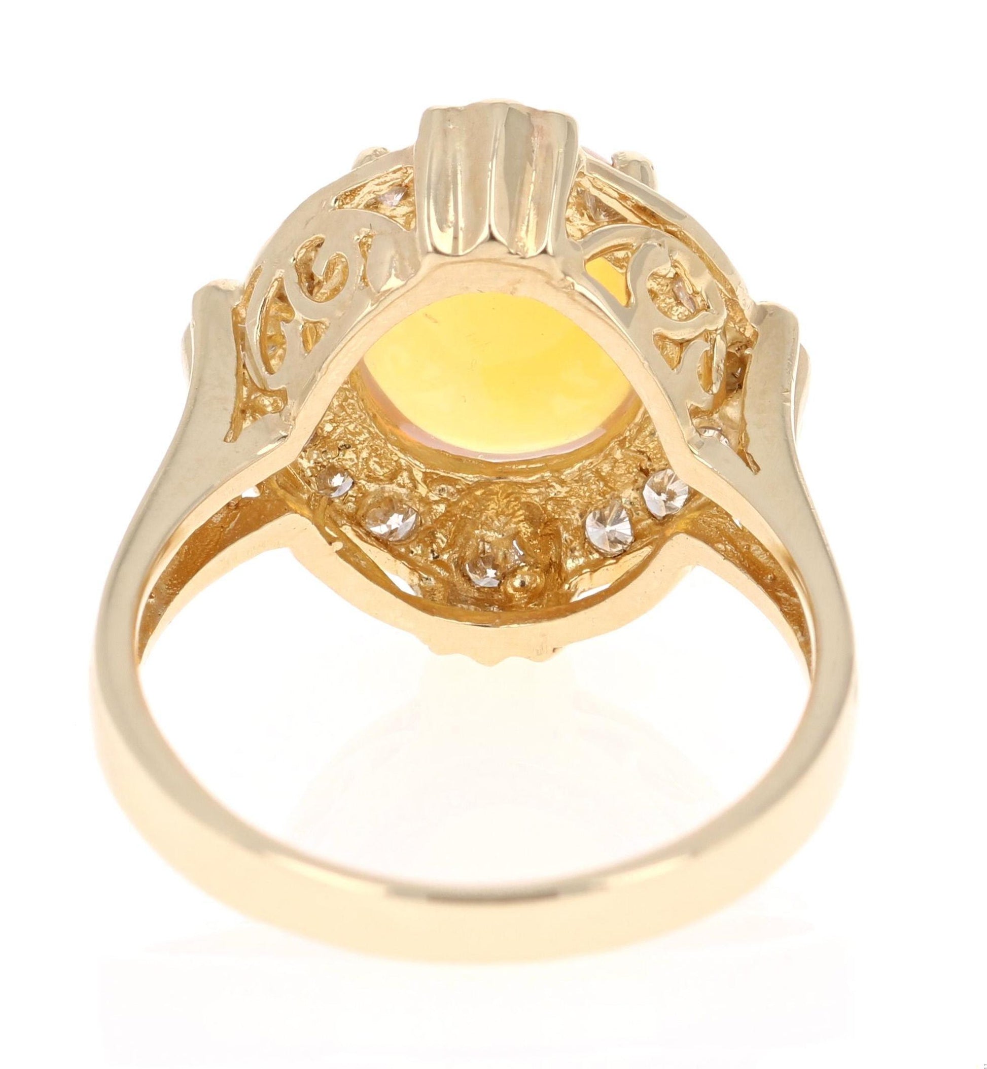 2.92 Carat Opal Diamond 14 Karat Yellow Gold Ring