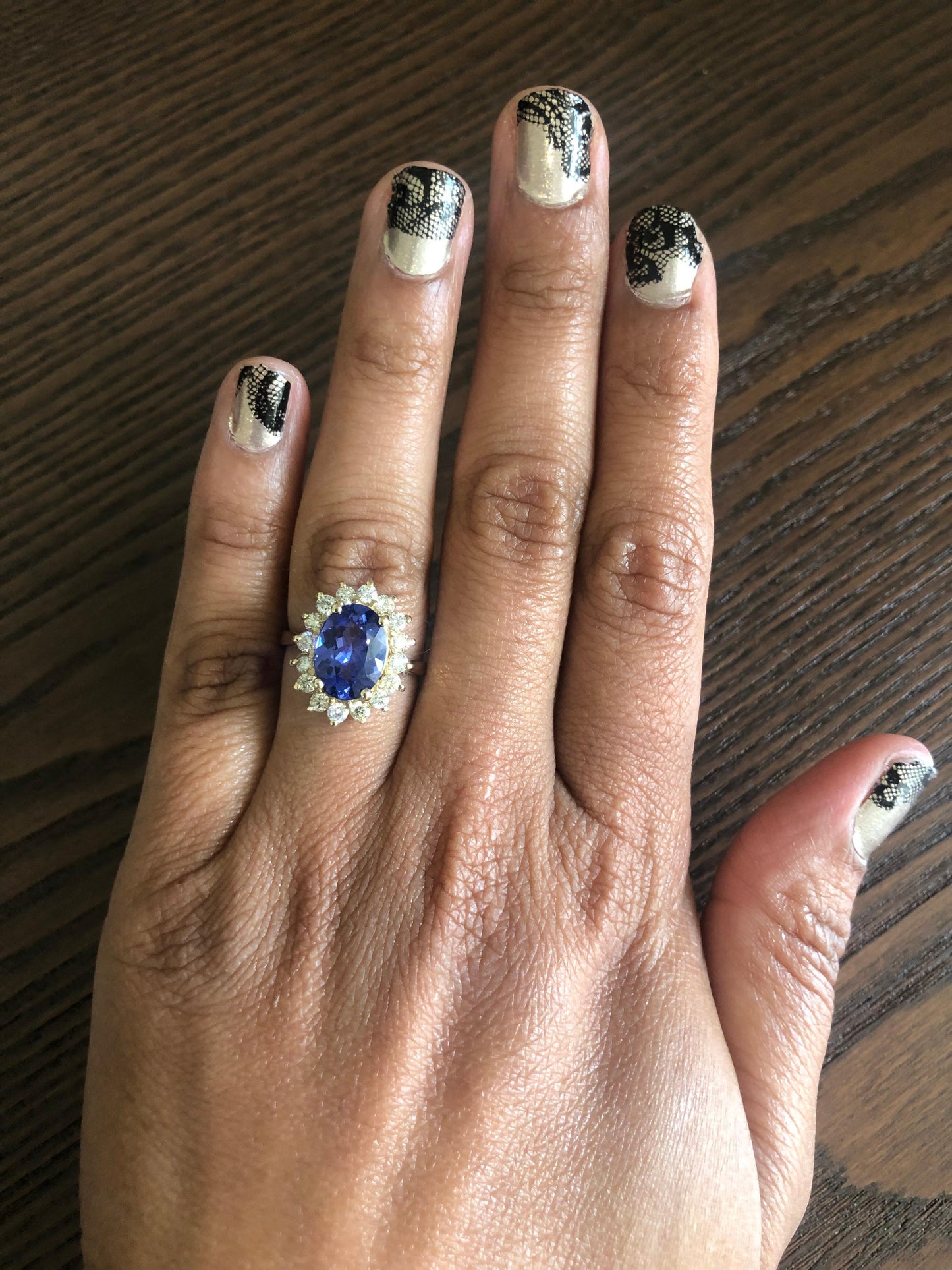 3.25 Carat Tanzanite Diamond 14 Karat Yellow Gold Engagement Ring