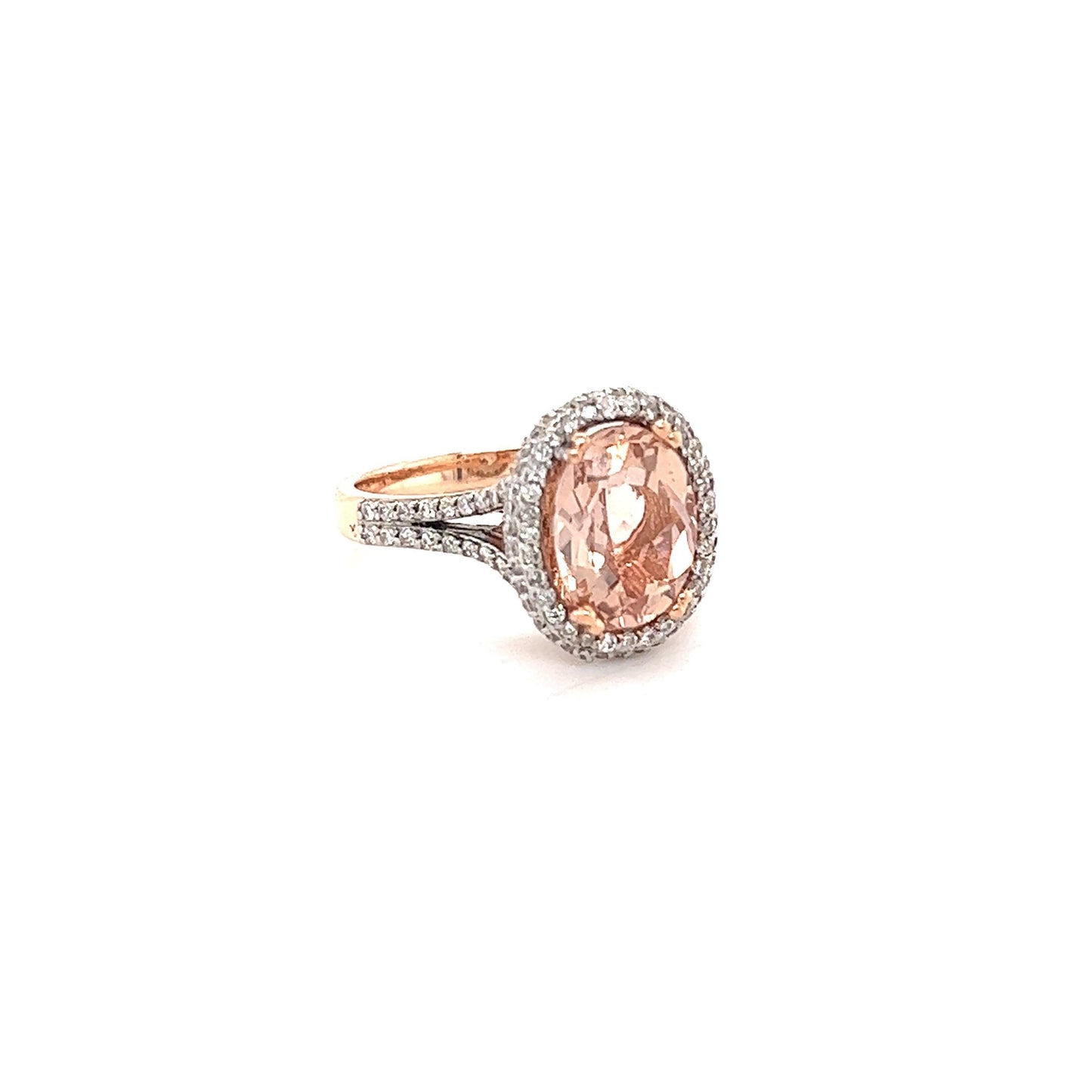 3.36 Carat Morganite Diamond 14 Karat Rose Gold Engagement Ring