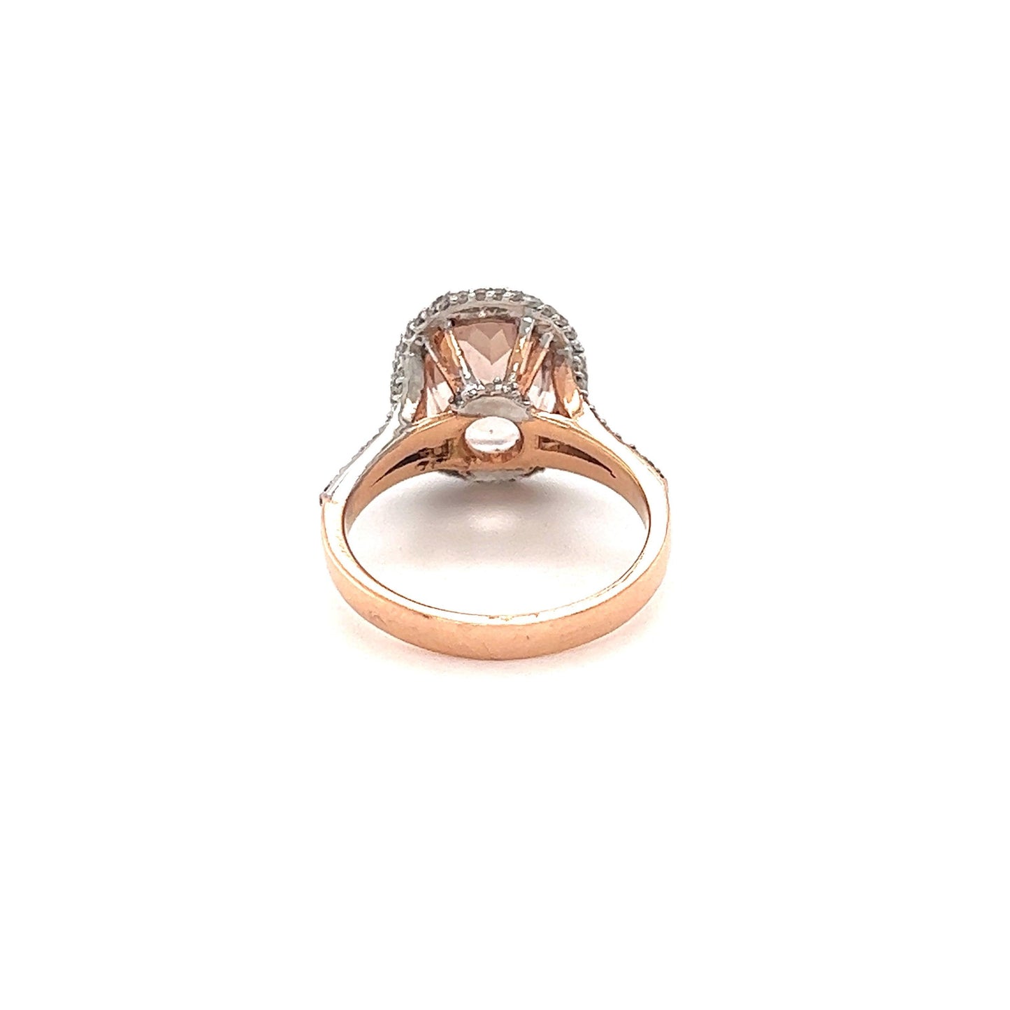 3.36 Carat Morganite Diamond 14 Karat Rose Gold Engagement Ring