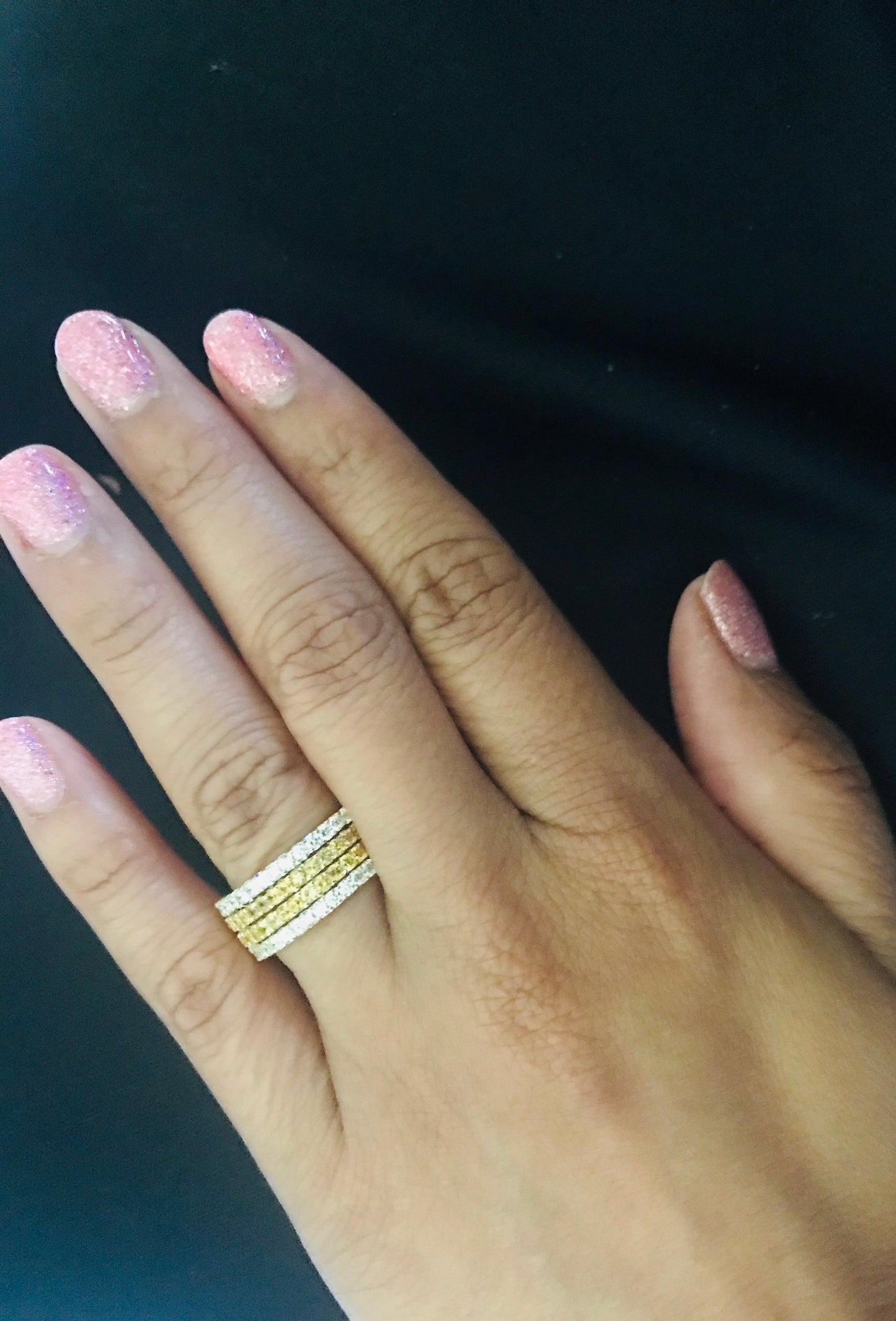 3.36 Carat Yellow Sapphire and White Diamond 14 Karat Yellow Gold Band