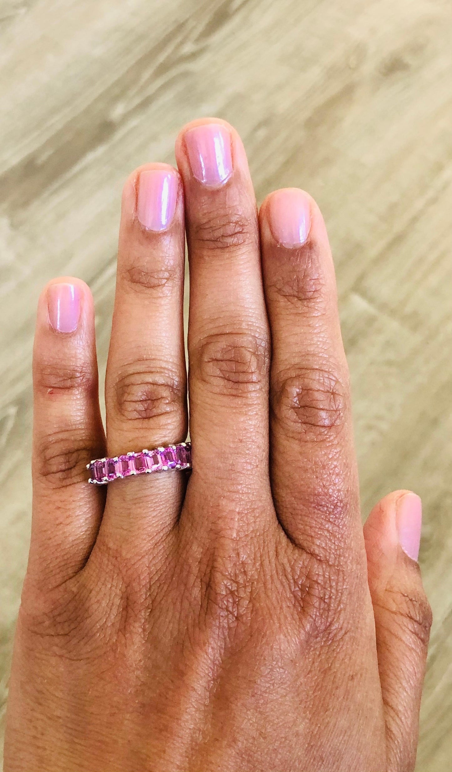3.44 Carat Pink Sapphire White Gold Ladies Band