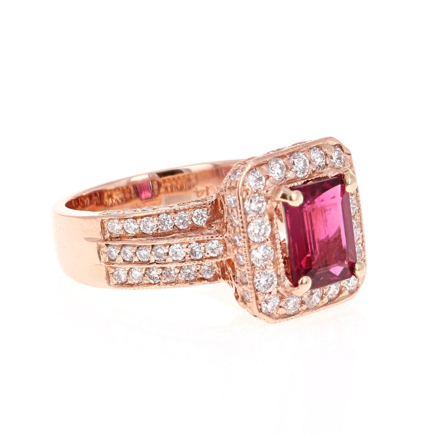 3.46 Carat Tourmaline Diamond 14 Karat Rose Gold Ring
