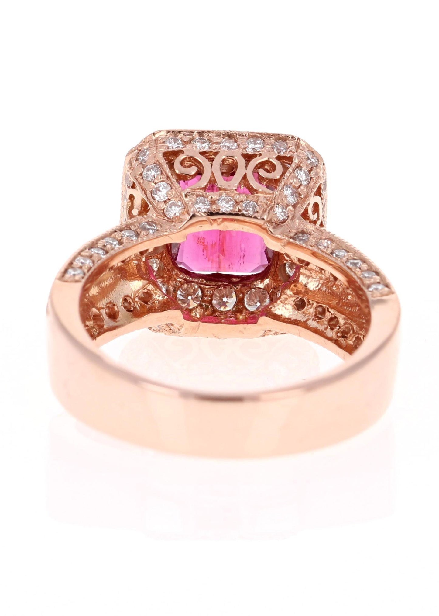 3.46 Carat Tourmaline Diamond 14 Karat Rose Gold Ring