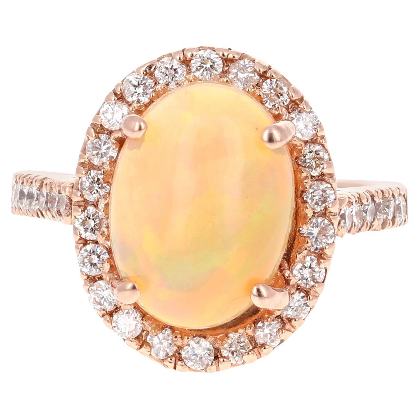 3.51 Carat Opal Diamond 14 Karat Rose Gold Ring