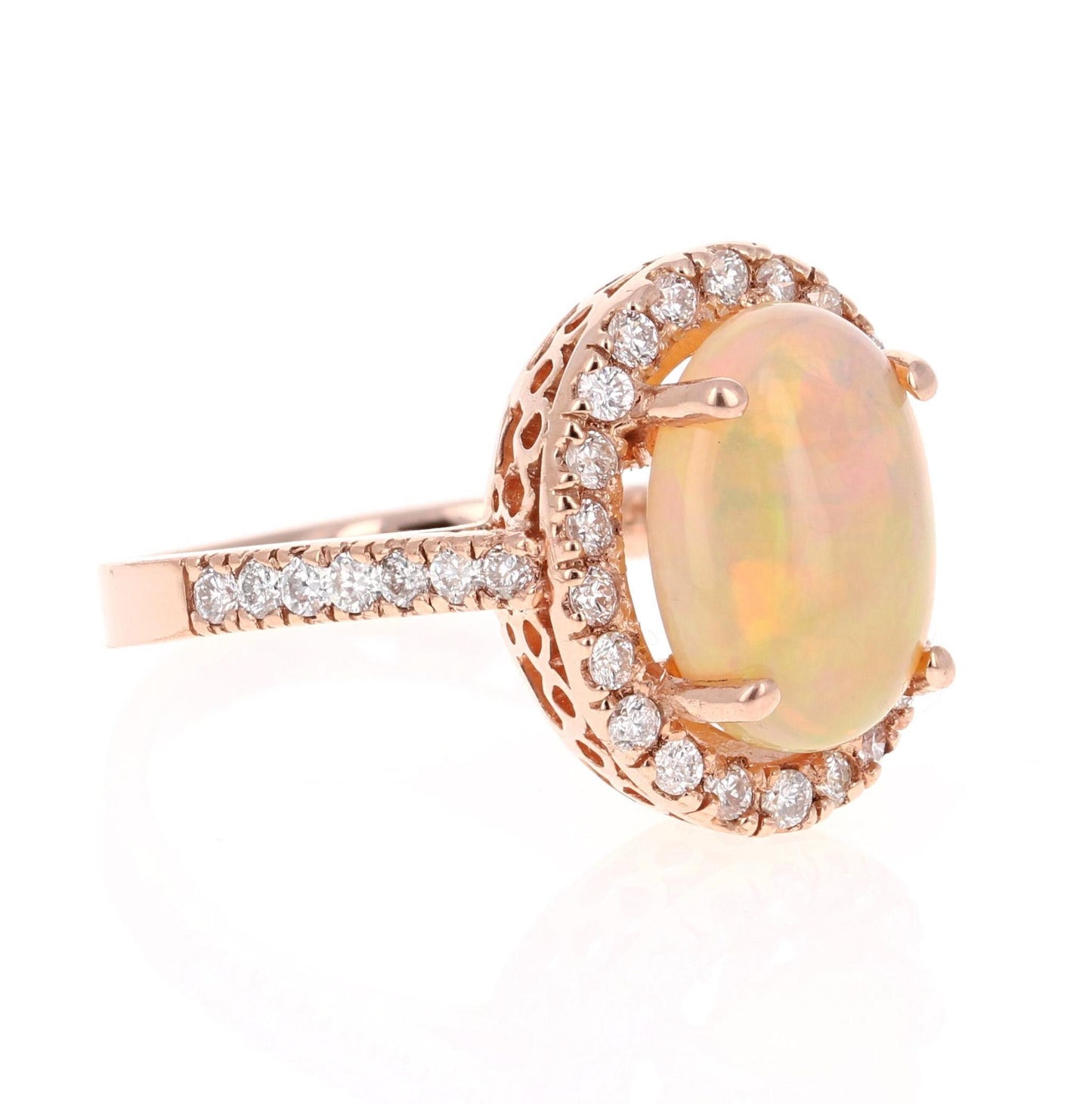 3.51 Carat Opal Diamond 14 Karat Rose Gold Ring