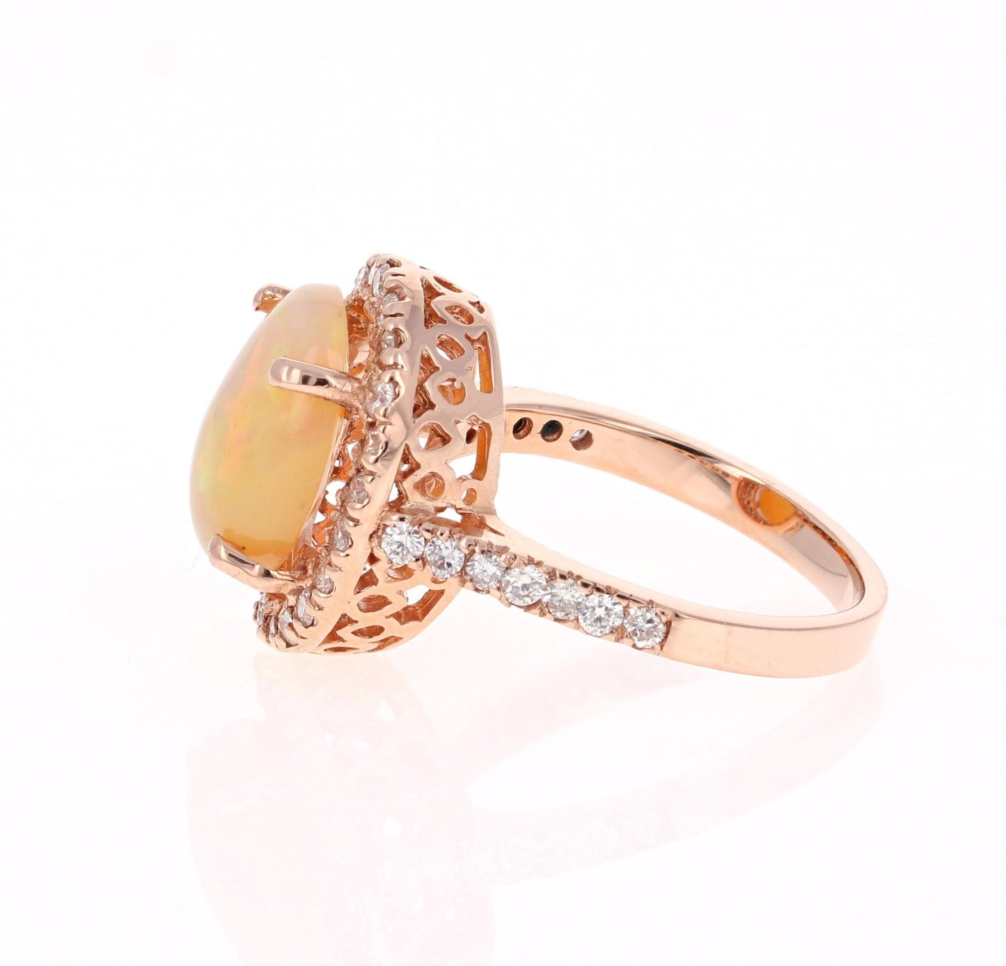 3.51 Carat Opal Diamond 14 Karat Rose Gold Ring