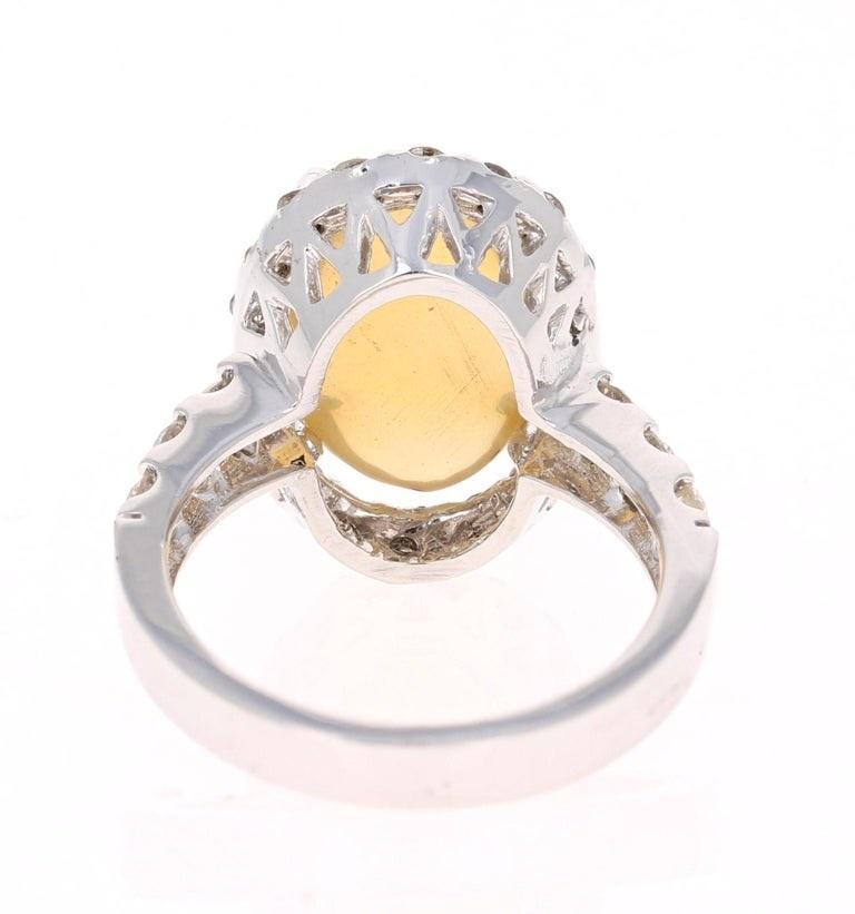3.61 Carat Opal Diamond White Gold Statement Ring
