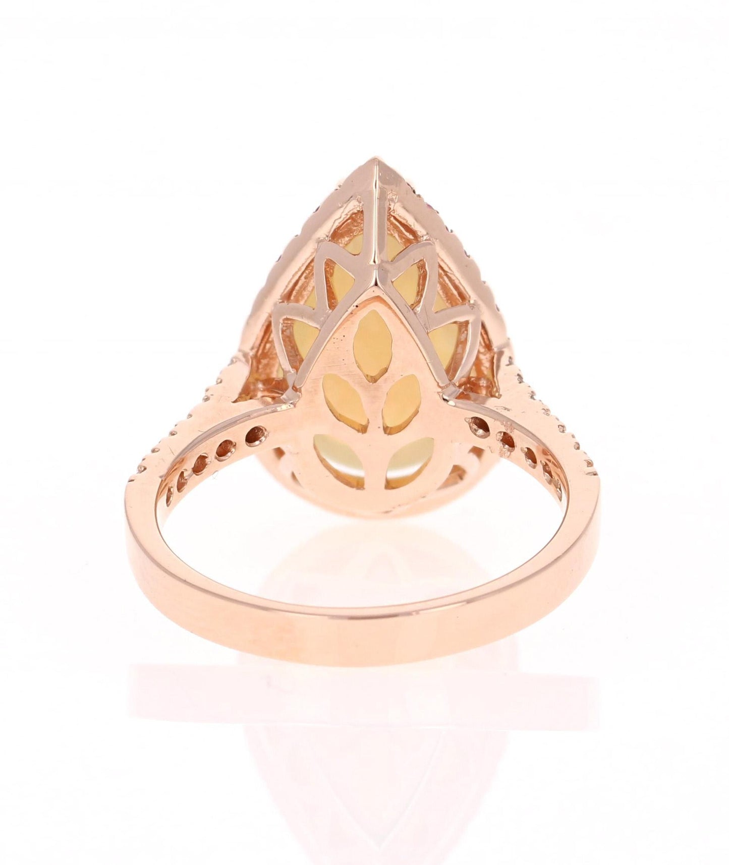3.75 Carat Natural Opal Pink Sapphire Diamond Rose Gold Ring