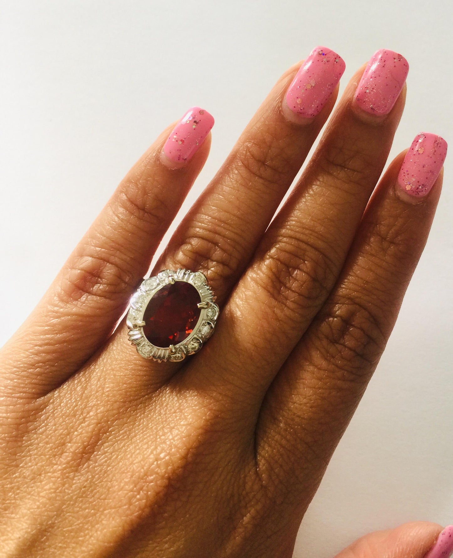 3.79 Carat Fire Opal Diamond White Gold Cocktail Ring