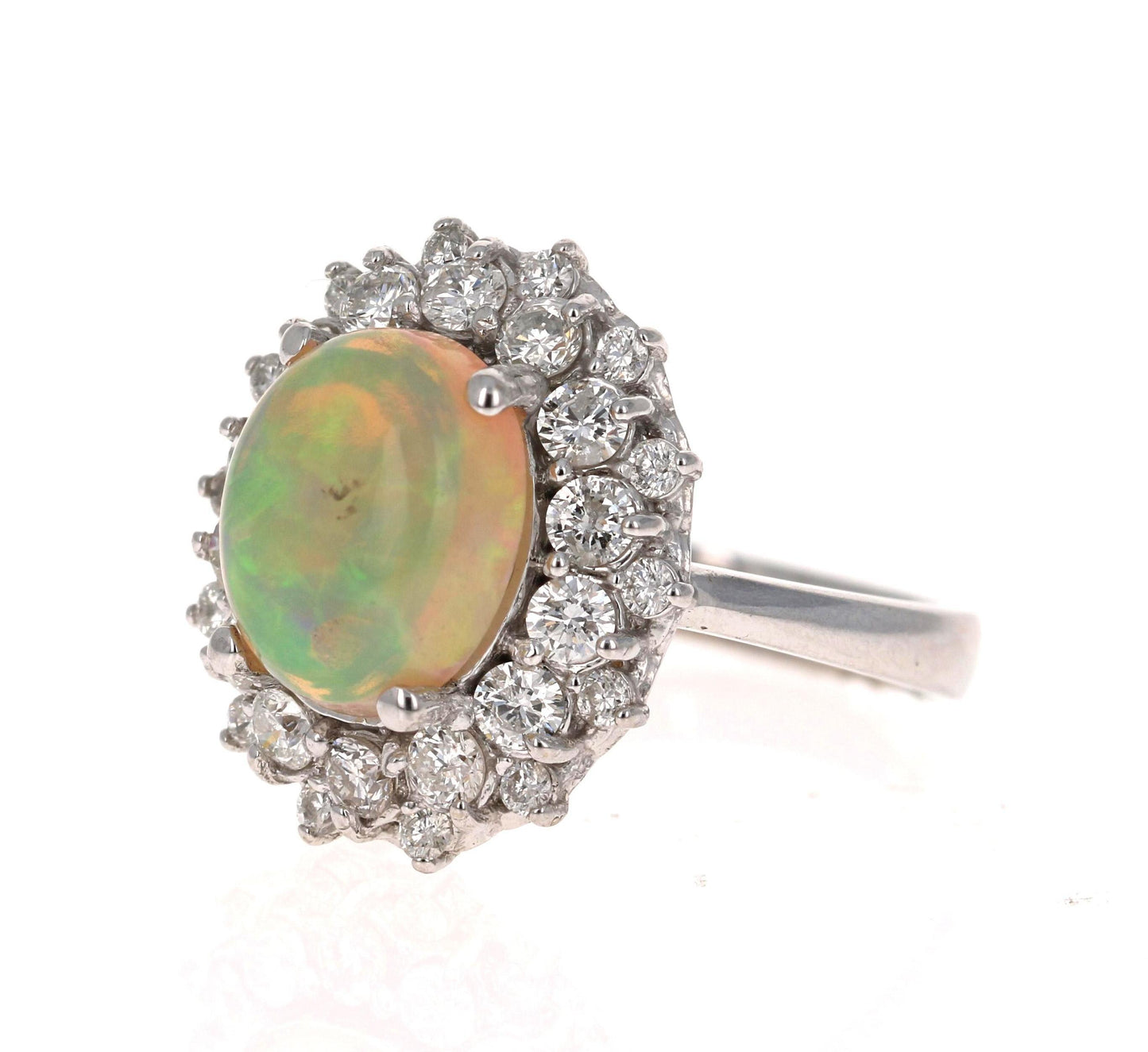 4.04 Carat Opal Diamond 14 Karat White Gold Cluster Ring