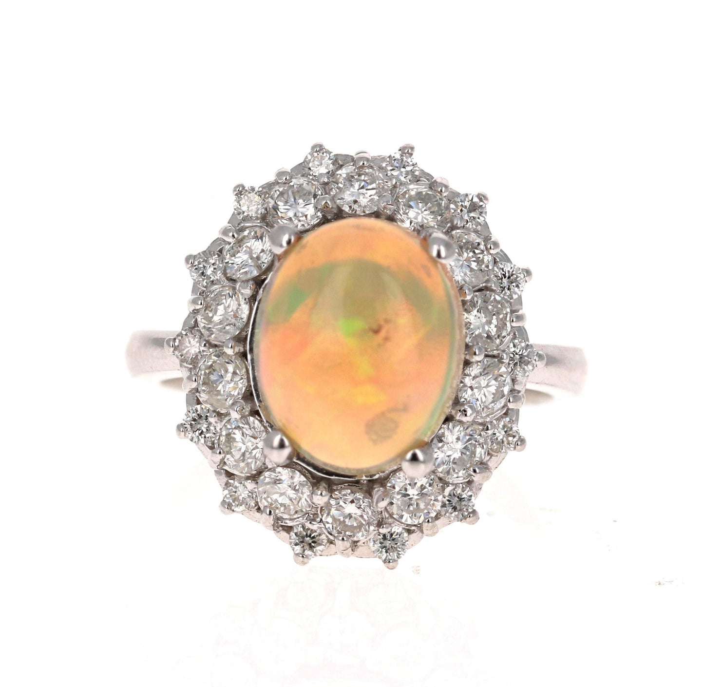 4.04 Carat Opal Diamond 14 Karat White Gold Cluster Ring