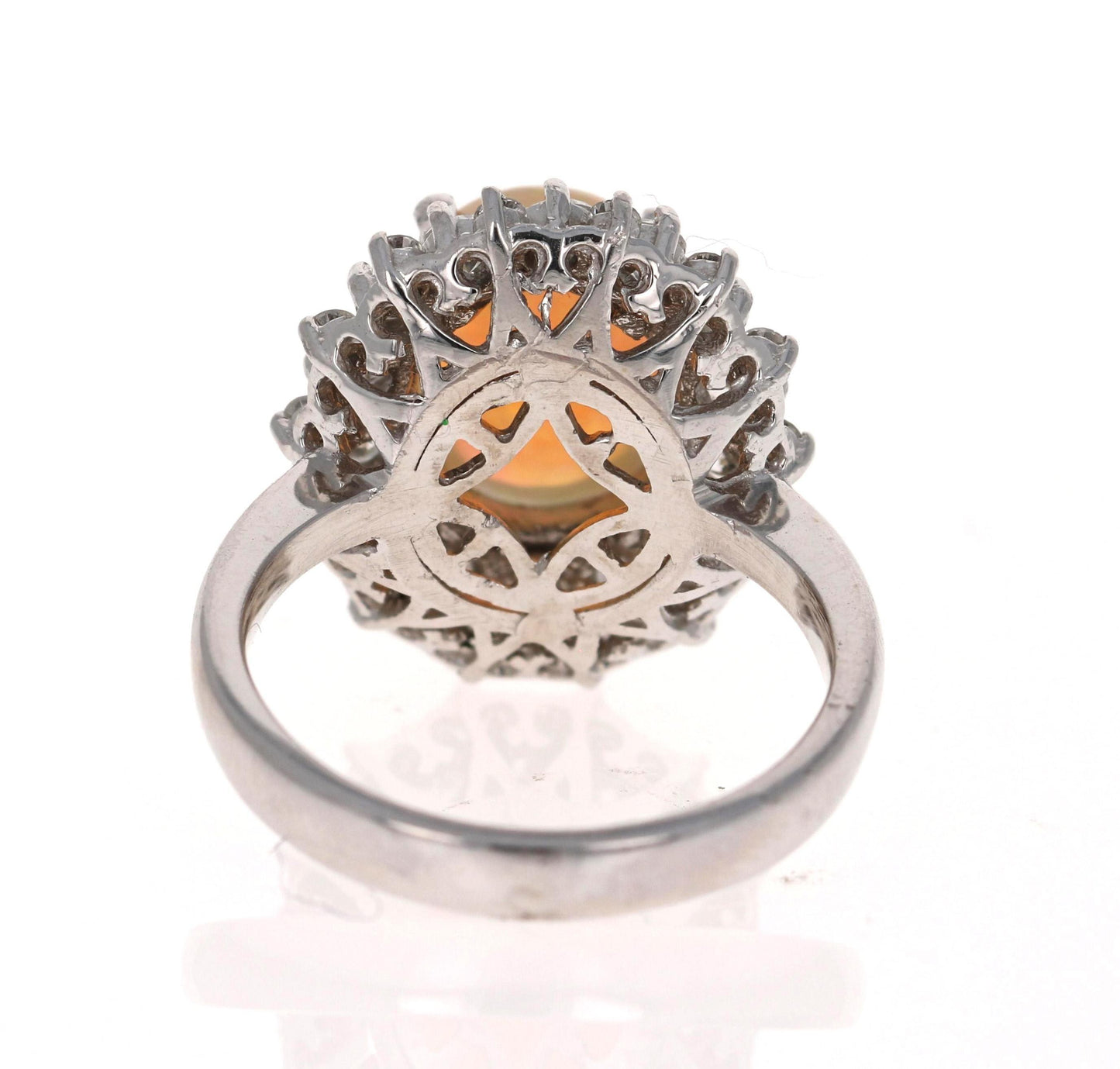 4.04 Carat Opal Diamond 14 Karat White Gold Cluster Ring