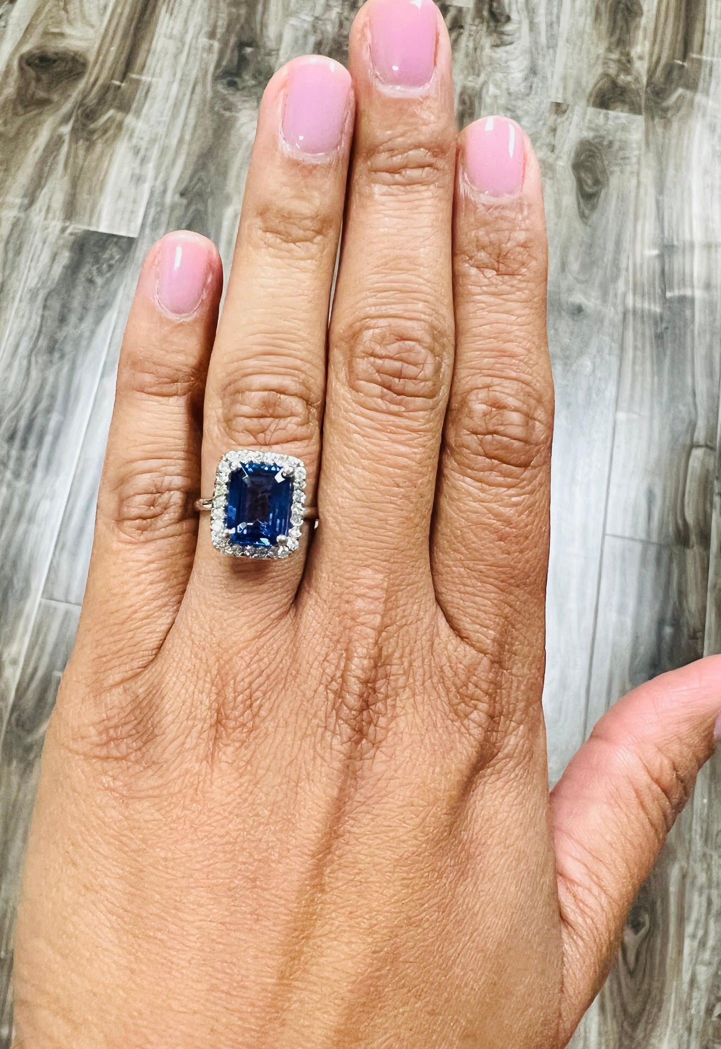4.11 Carat Tanzanite Diamond 14 Karat White Gold Ring