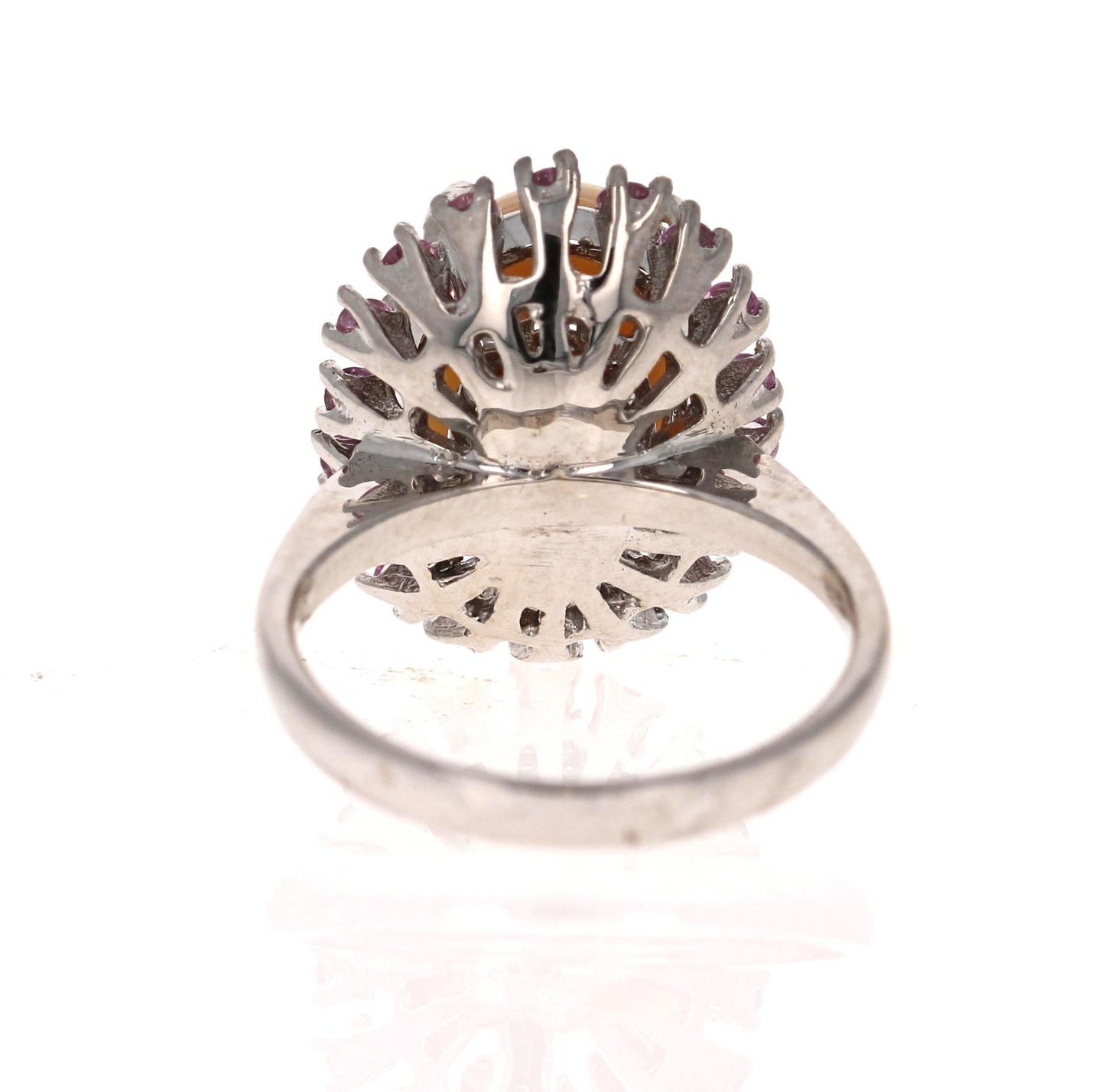 4.16 Carat Opal and Pink Sapphire 14 Karat White Gold Cocktail Ring