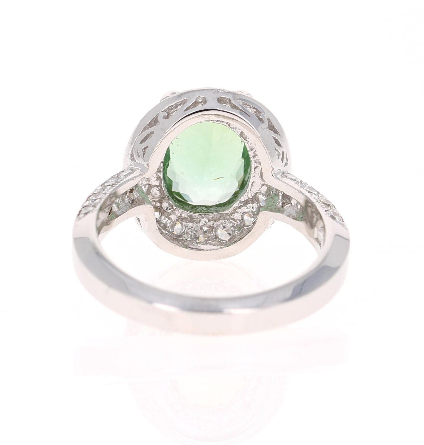 4.27 Carat Green Tourmaline Diamond White Gold Statement Ring