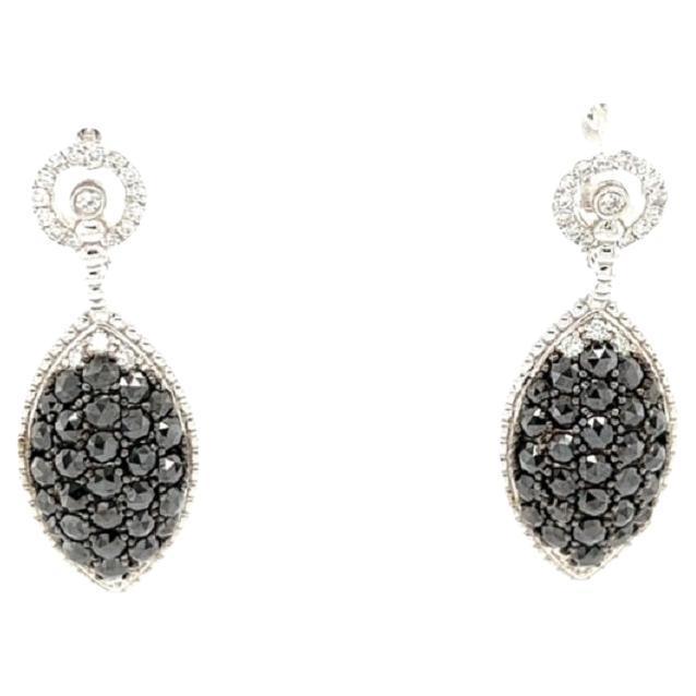 4.33 Carat Black Diamond 14 Karat White Gold Earrings