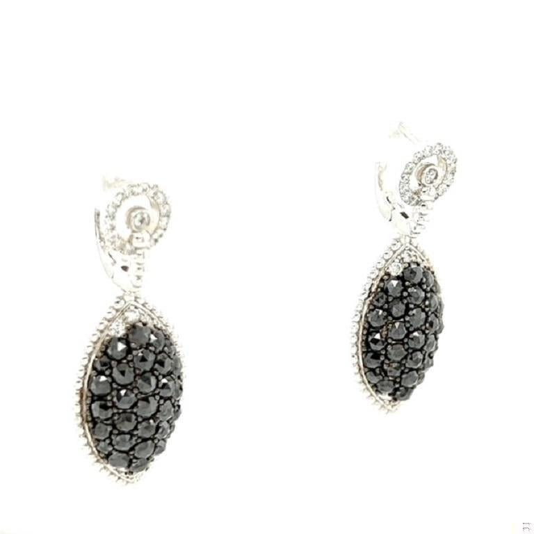 4.33 Carat Black Diamond 14 Karat White Gold Earrings