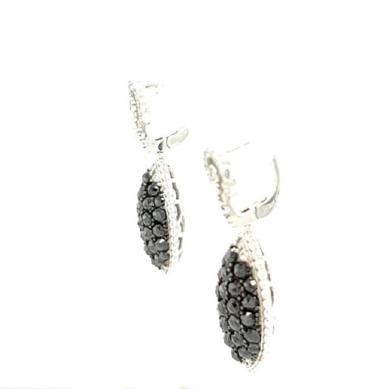 4.33 Carat Black Diamond 14 Karat White Gold Earrings