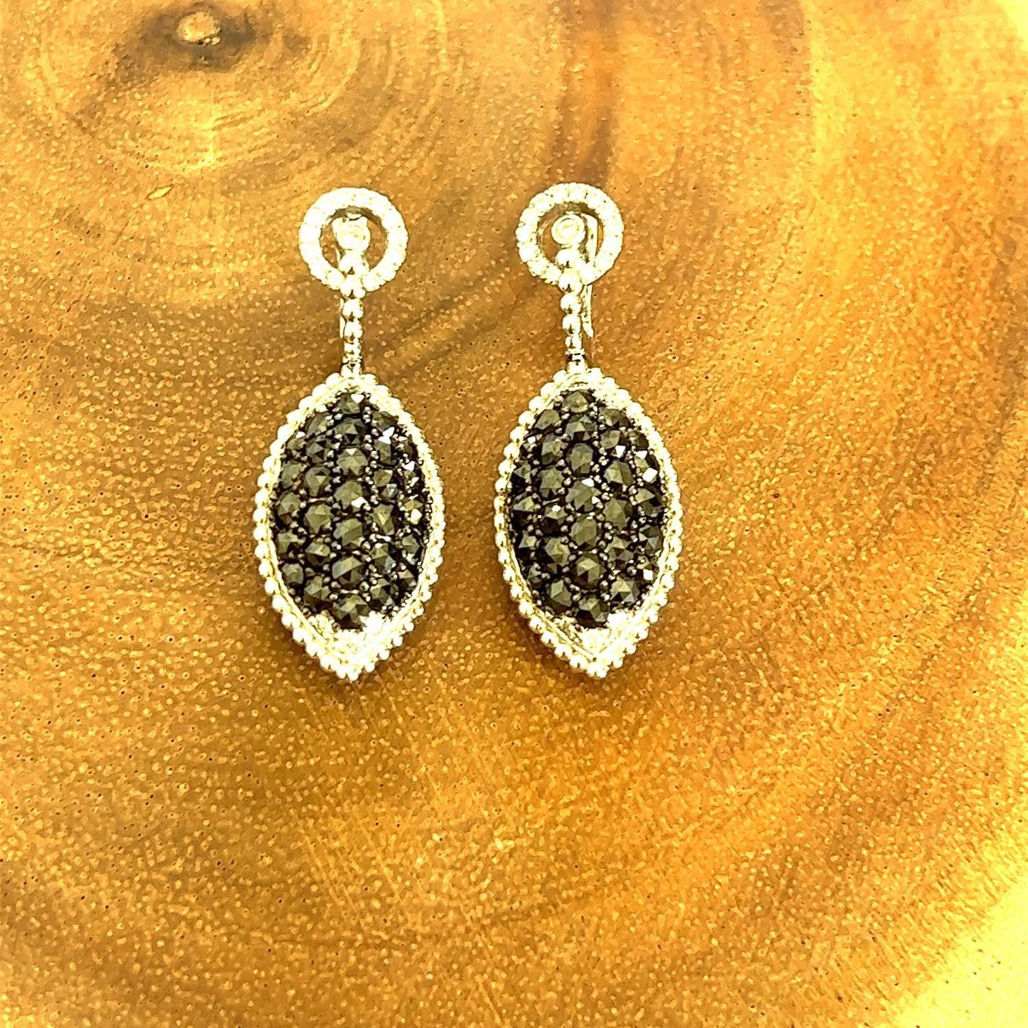 4.33 Carat Black Diamond 14 Karat White Gold Earrings