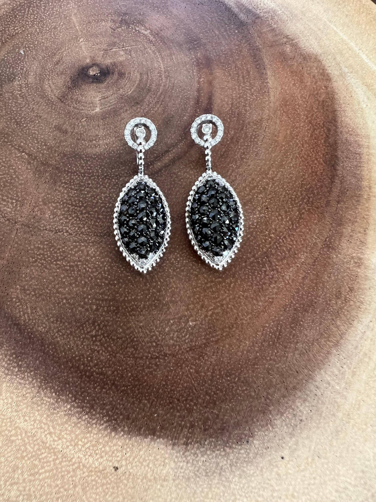 4.33 Carat Black Diamond 14 Karat White Gold Earrings