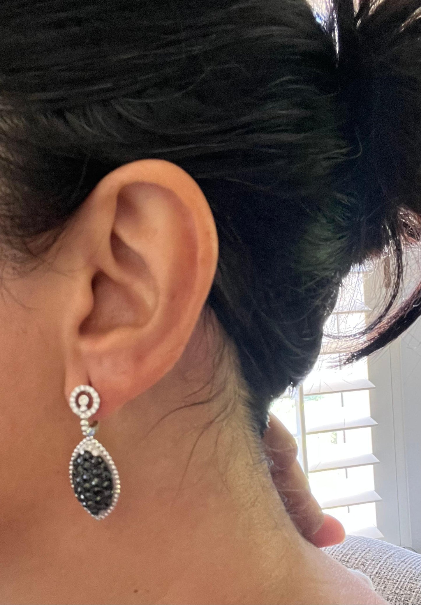 4.33 Carat Black Diamond 14 Karat White Gold Earrings